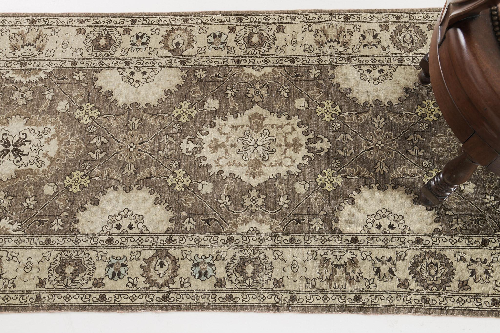 Mehraban Rapture-Läufer im Vintage-Stil Mahal Design D5137 (Handgeknüpft) im Angebot