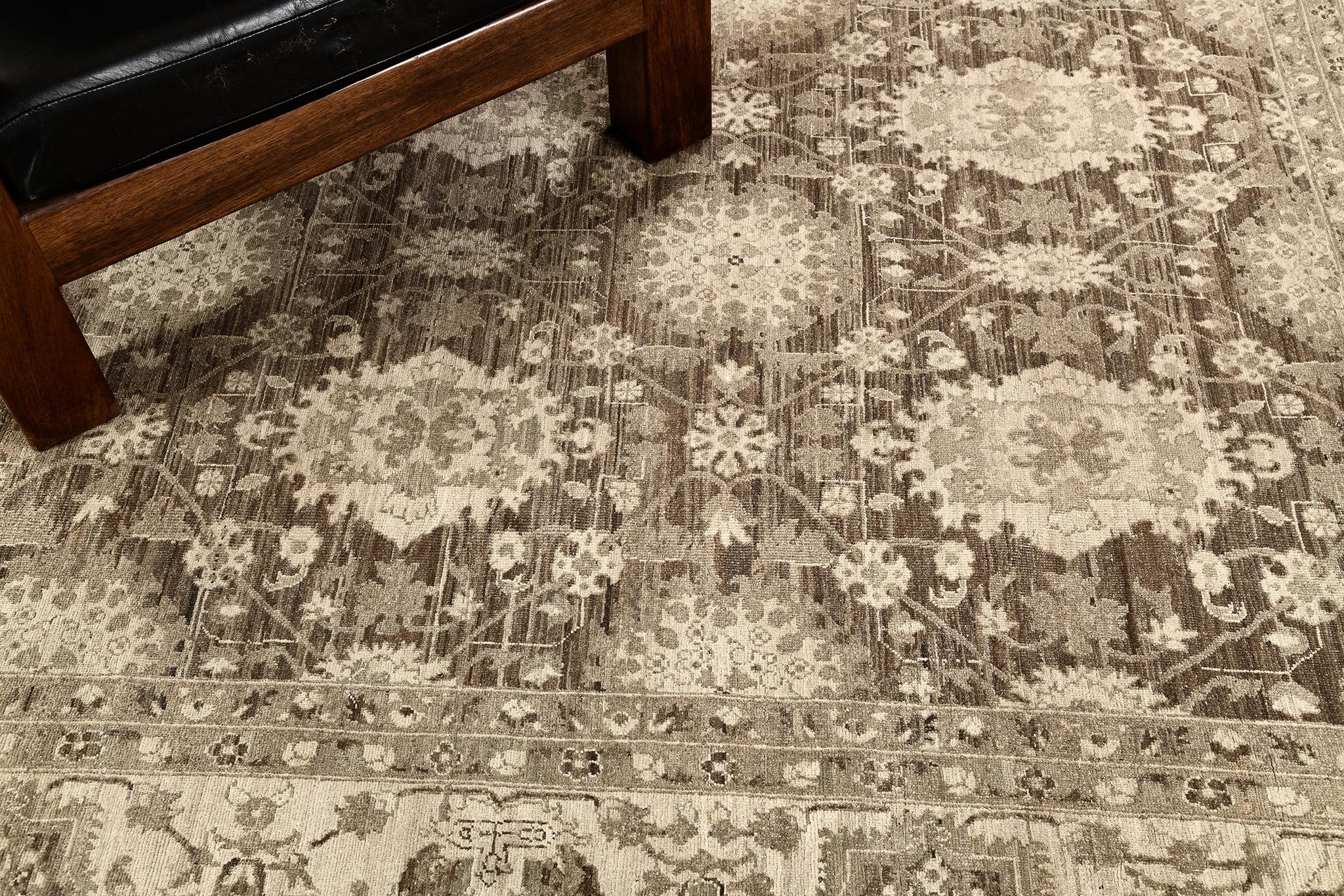 Afghan Mehraban - Tapis de style Mahal à motifs vintage D5137 en vente