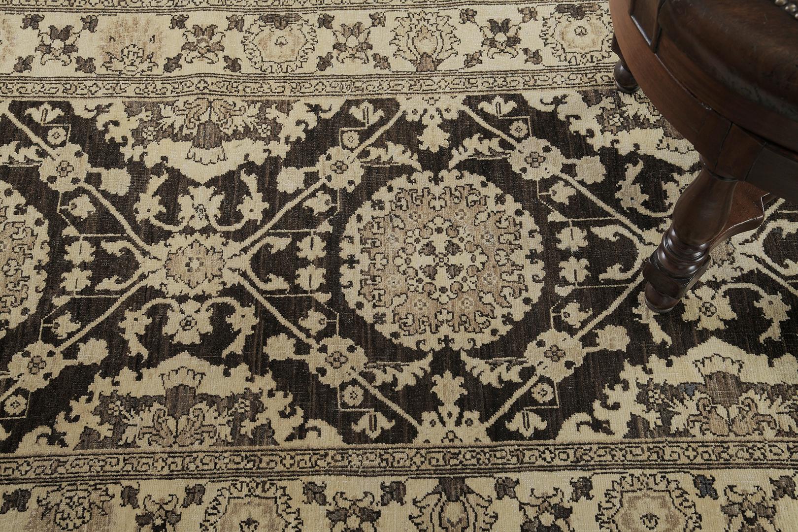 Mehraban Vintage-Teppich im Mahal-Design D5137 (Handgeknüpft) im Angebot