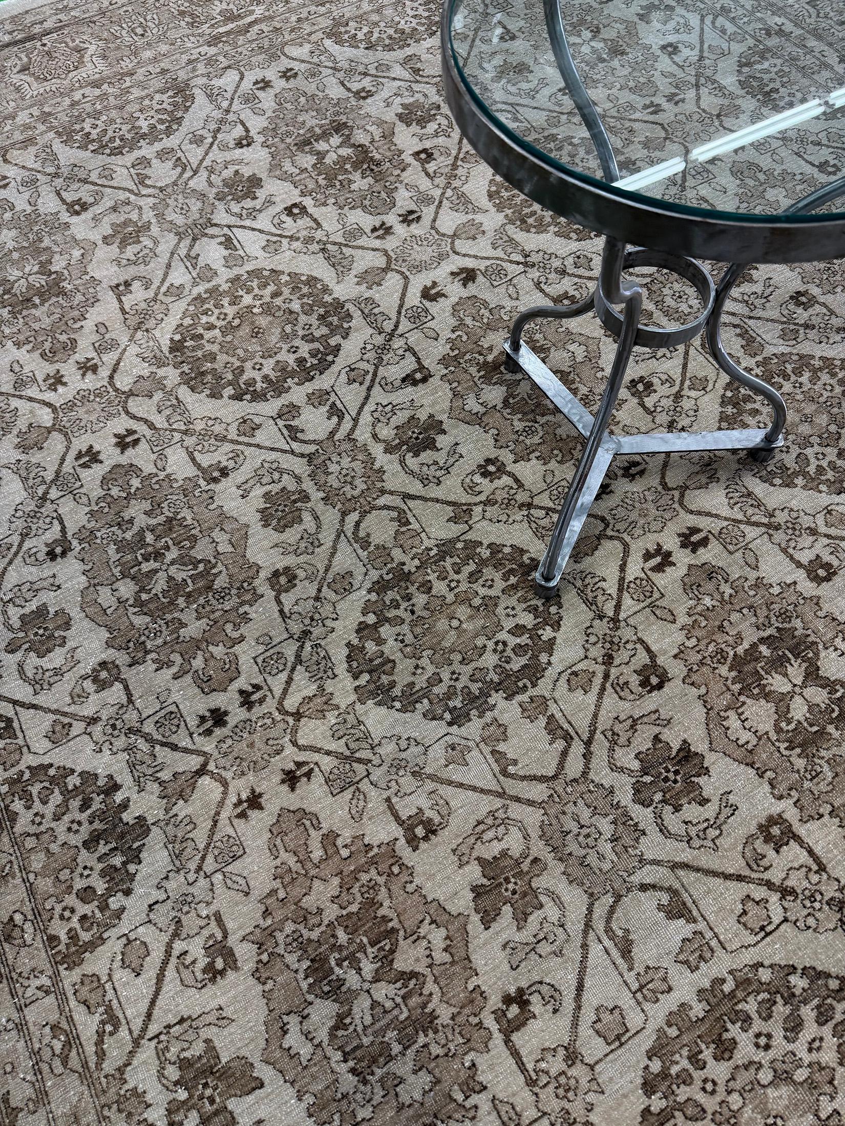 Noué à la main Mehraban - Tapis de style Mahal à motifs vintage D5137 en vente