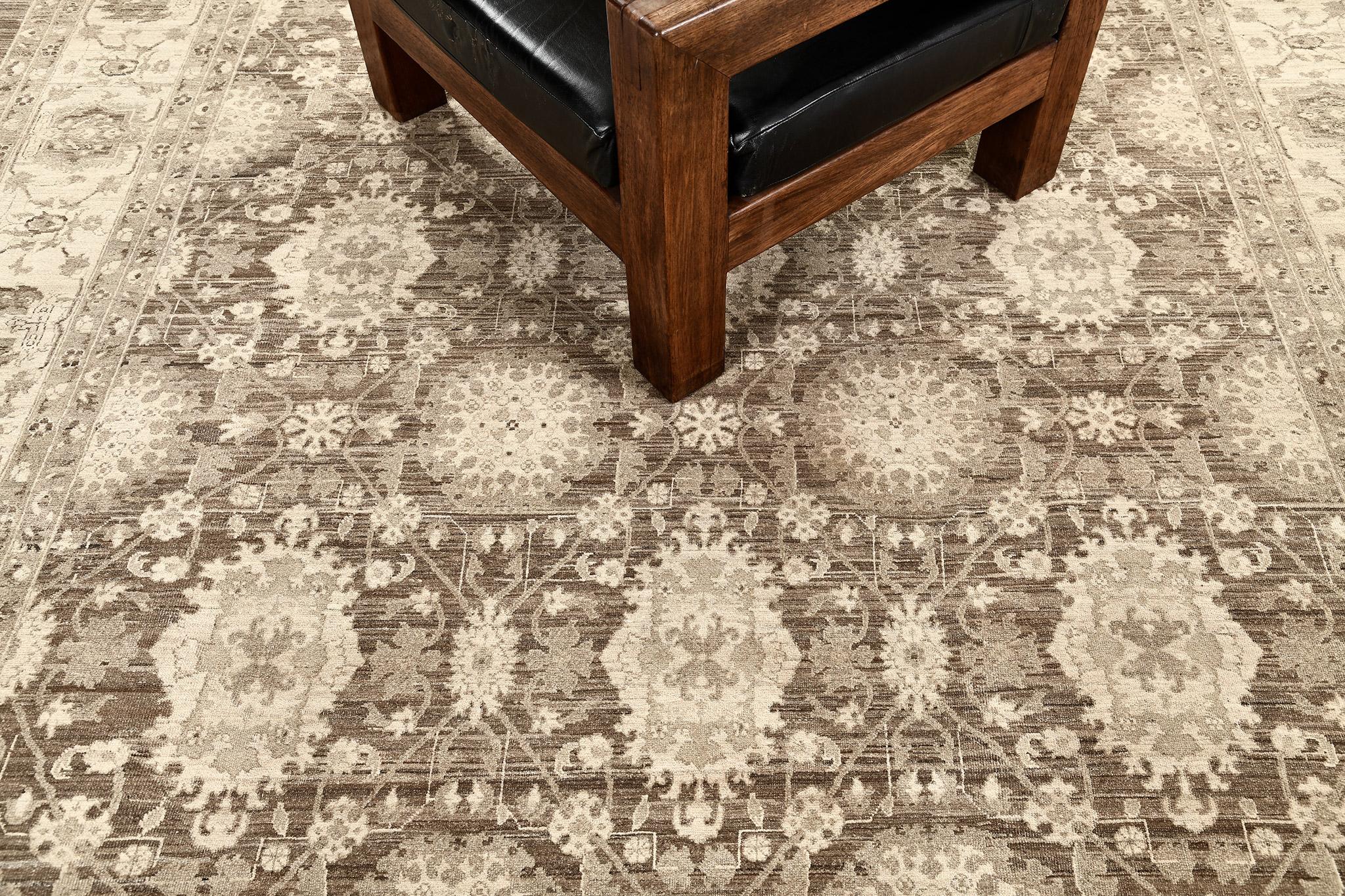 Laine Mehraban - Tapis de style Mahal à motifs vintage D5137 en vente
