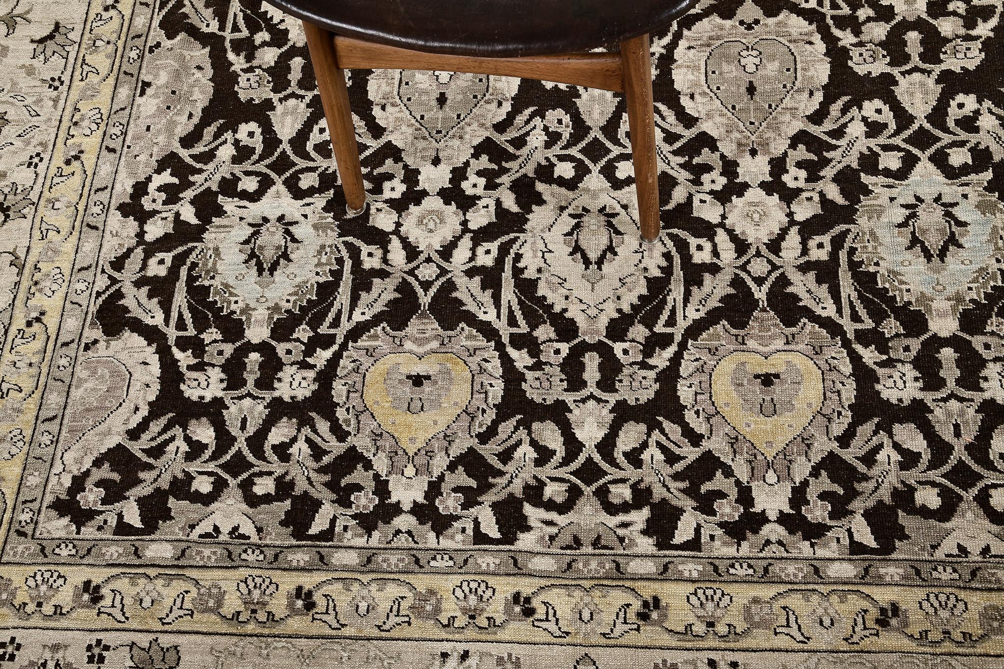 Mehraban Vintage Style Mahal Design Rug D5165 In New Condition For Sale In WEST HOLLYWOOD, CA