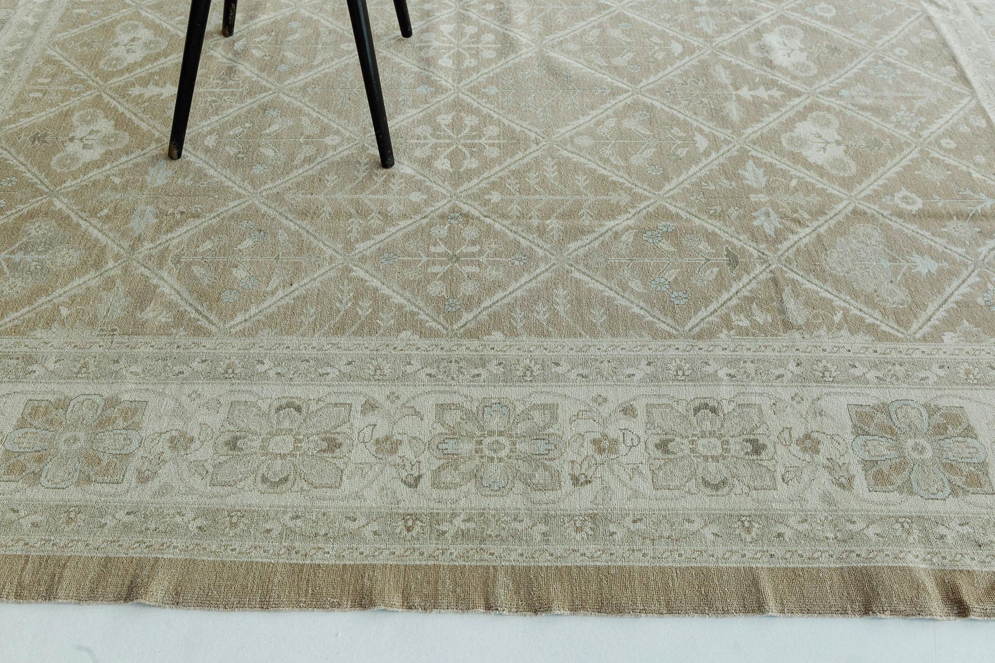 Mehraban Vintage-Teppich im Mahal-Paneeldesign im Vintage-Stil D5141 (Afghanisch) im Angebot
