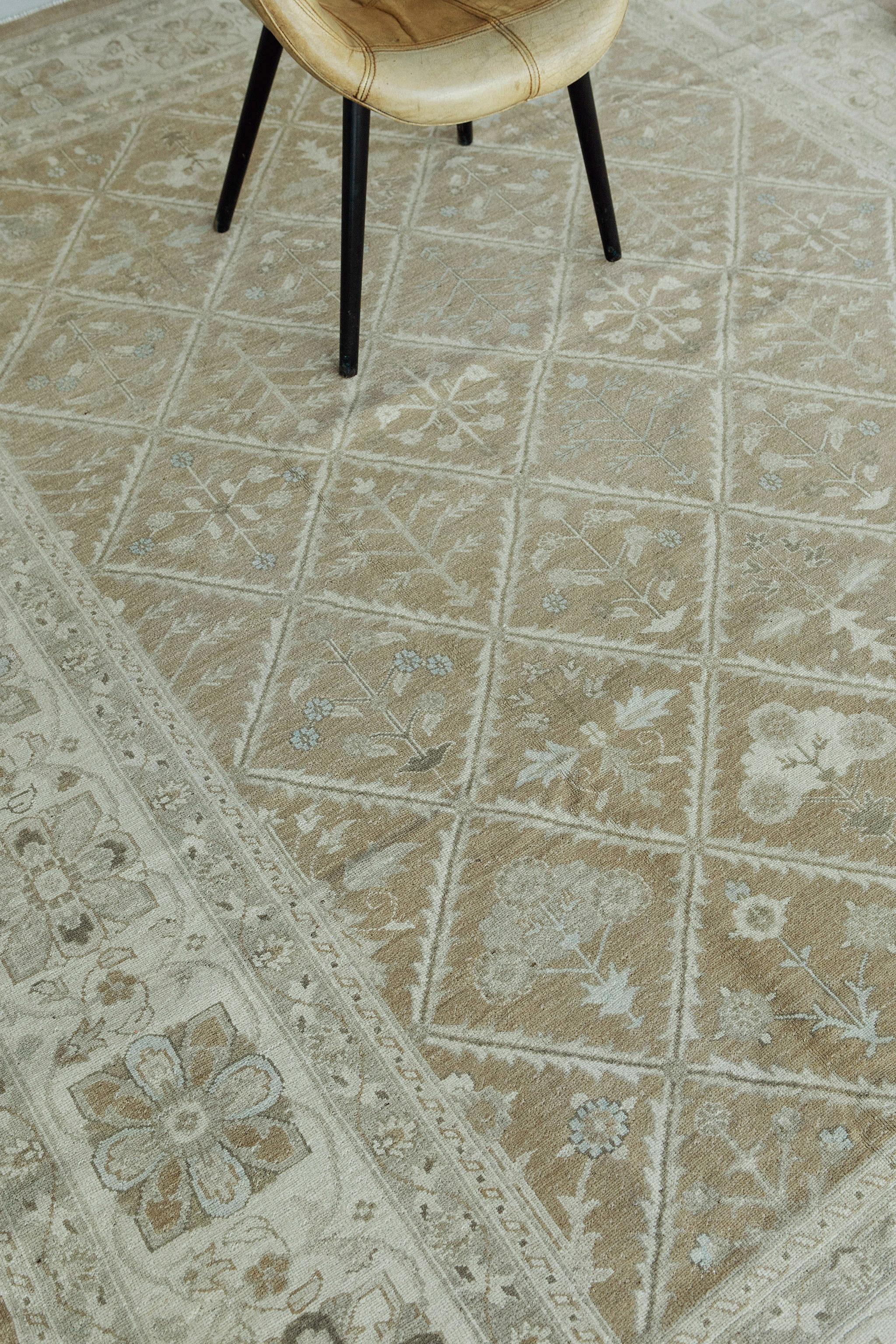Mehraban Vintage-Teppich im Mahal-Paneeldesign im Vintage-Stil D5141 (Handgeknüpft) im Angebot