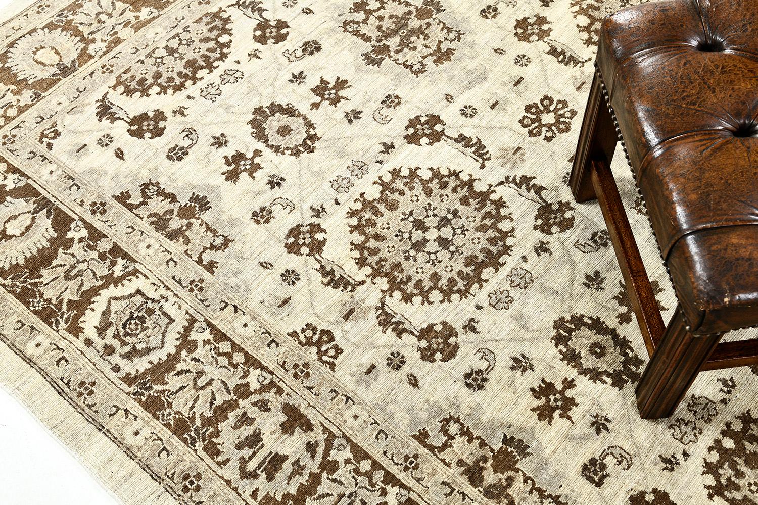 Hand-Knotted Mehraban Vintage Style Mahal Revival Rug For Sale