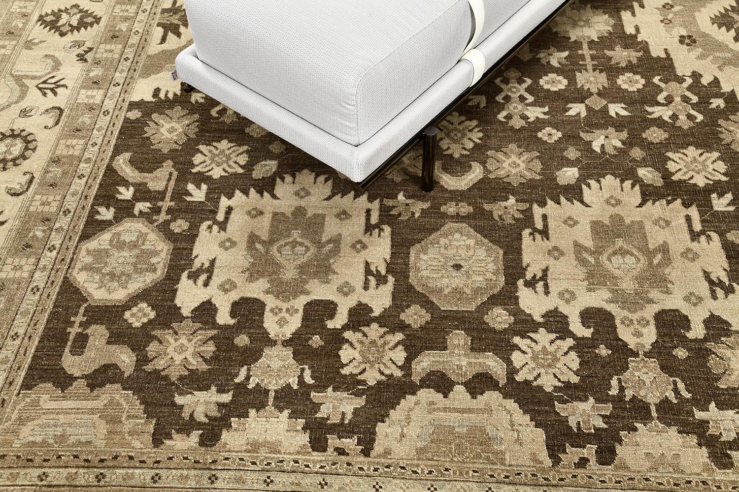 Mehraban Oushak Revival-Teppich im Vintage-Stil (Afghanisch) im Angebot