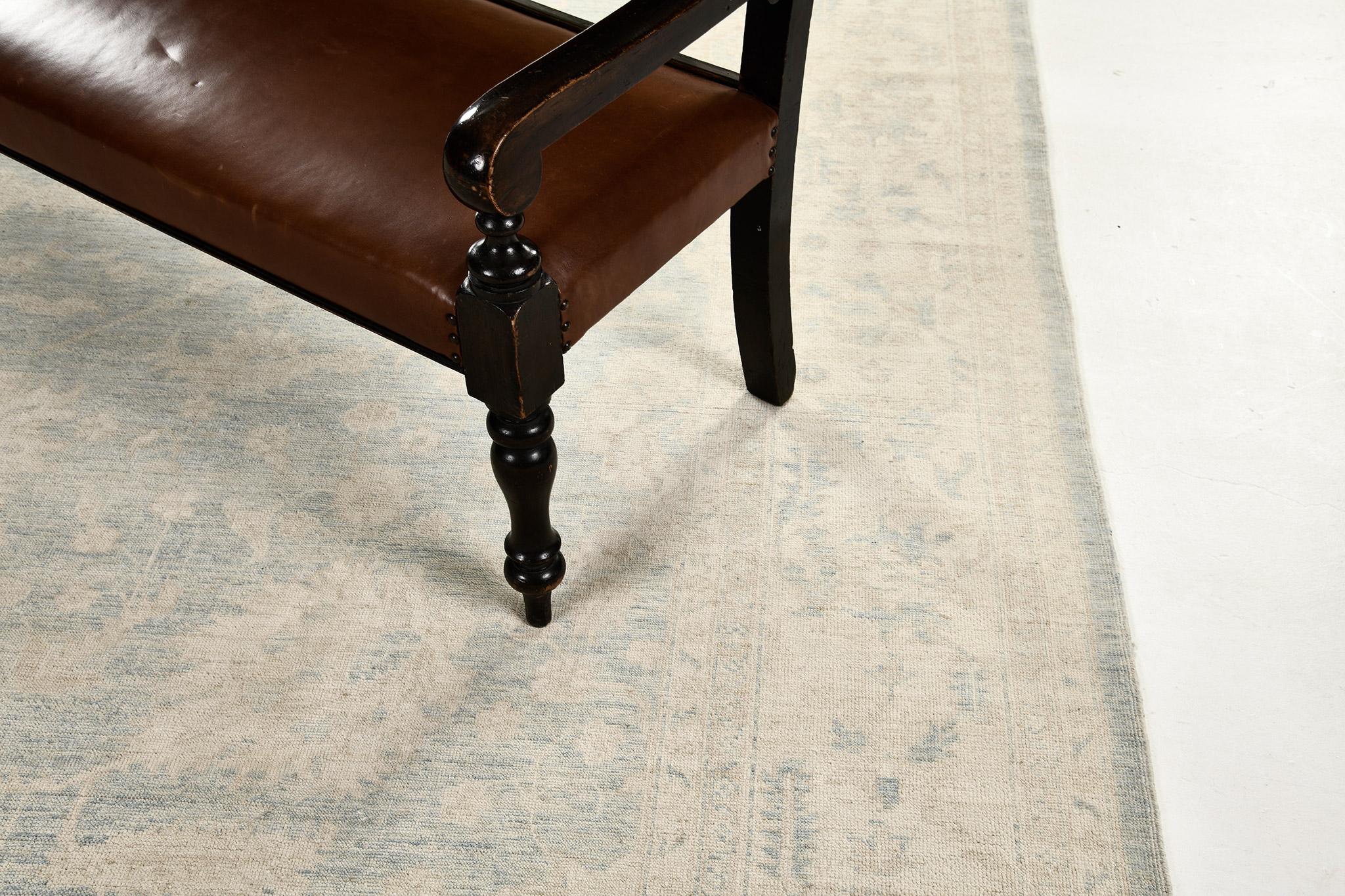 Mehraban Vintage Style Oushak Revival Rug In New Condition For Sale In WEST HOLLYWOOD, CA