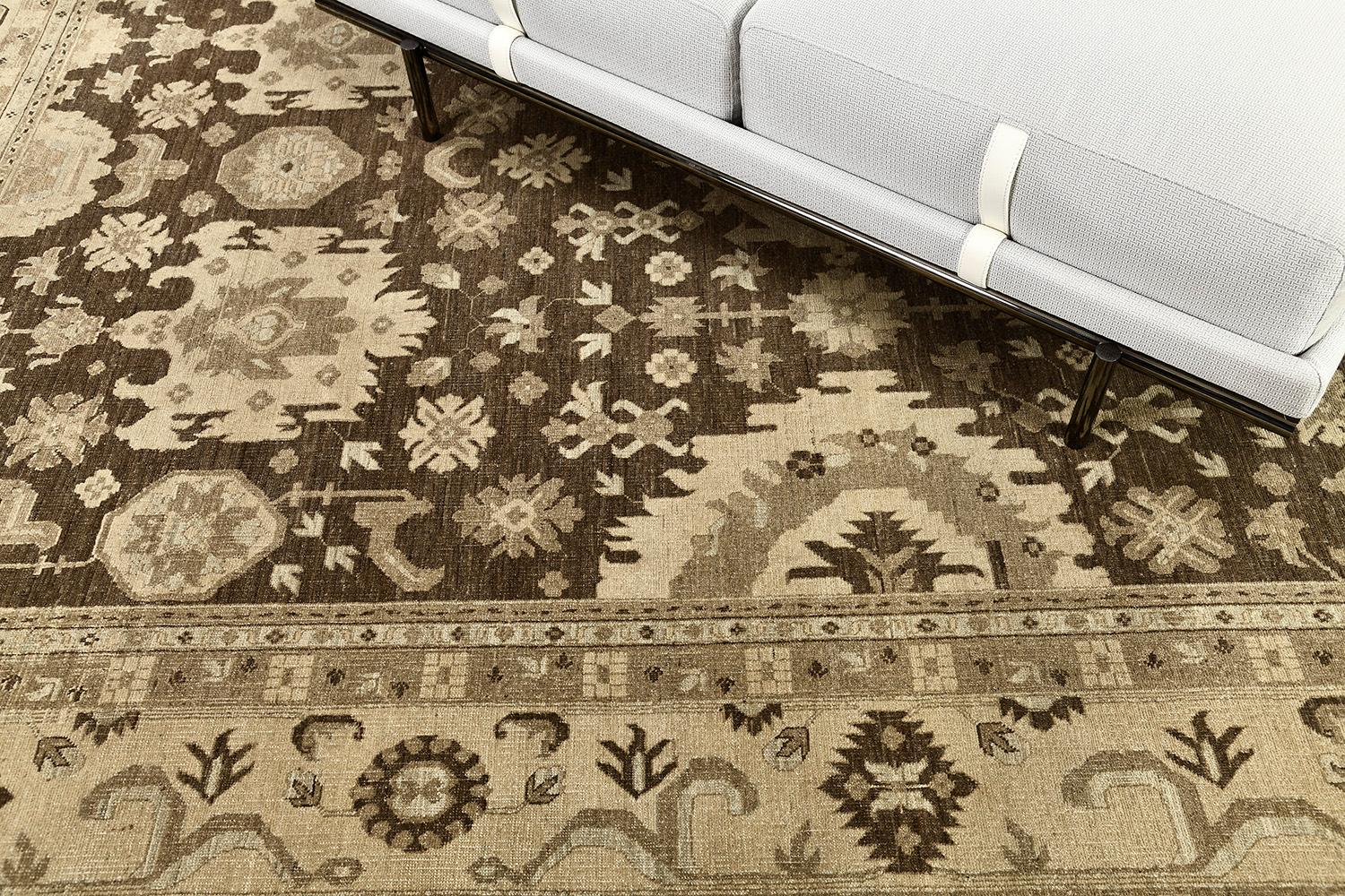 Mehraban Oushak Revival-Teppich im Vintage-Stil (Wolle) im Angebot