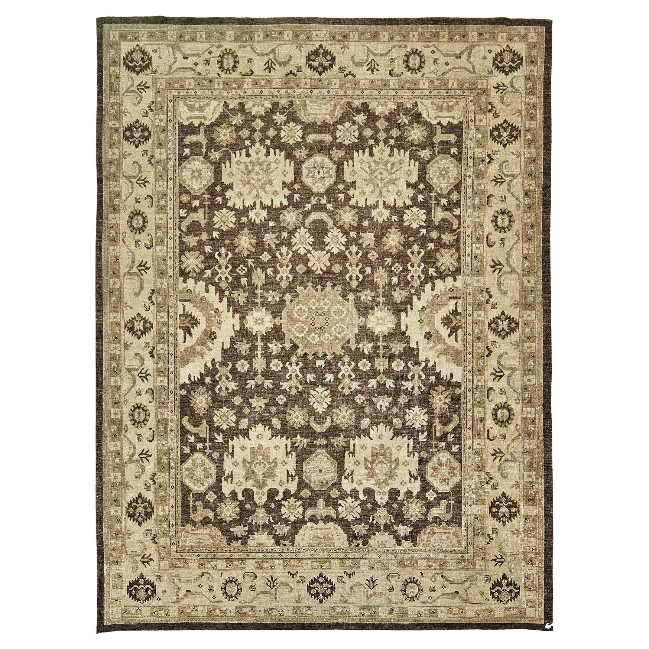 Mehraban Oushak Revival-Teppich im Vintage-Stil im Angebot