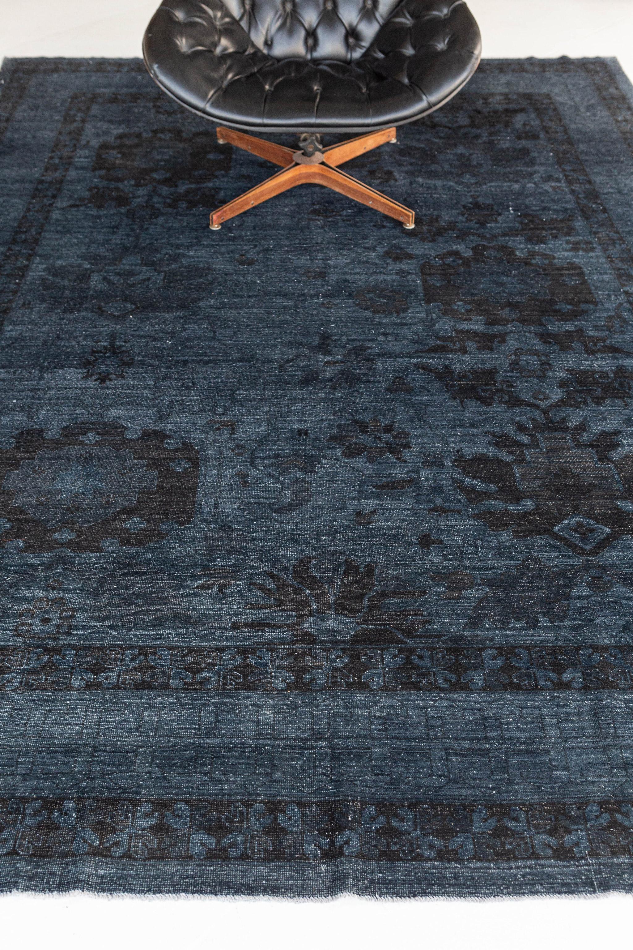Mehraban Vintage Style Overdyed Oushak Design Rug In New Condition For Sale In WEST HOLLYWOOD, CA