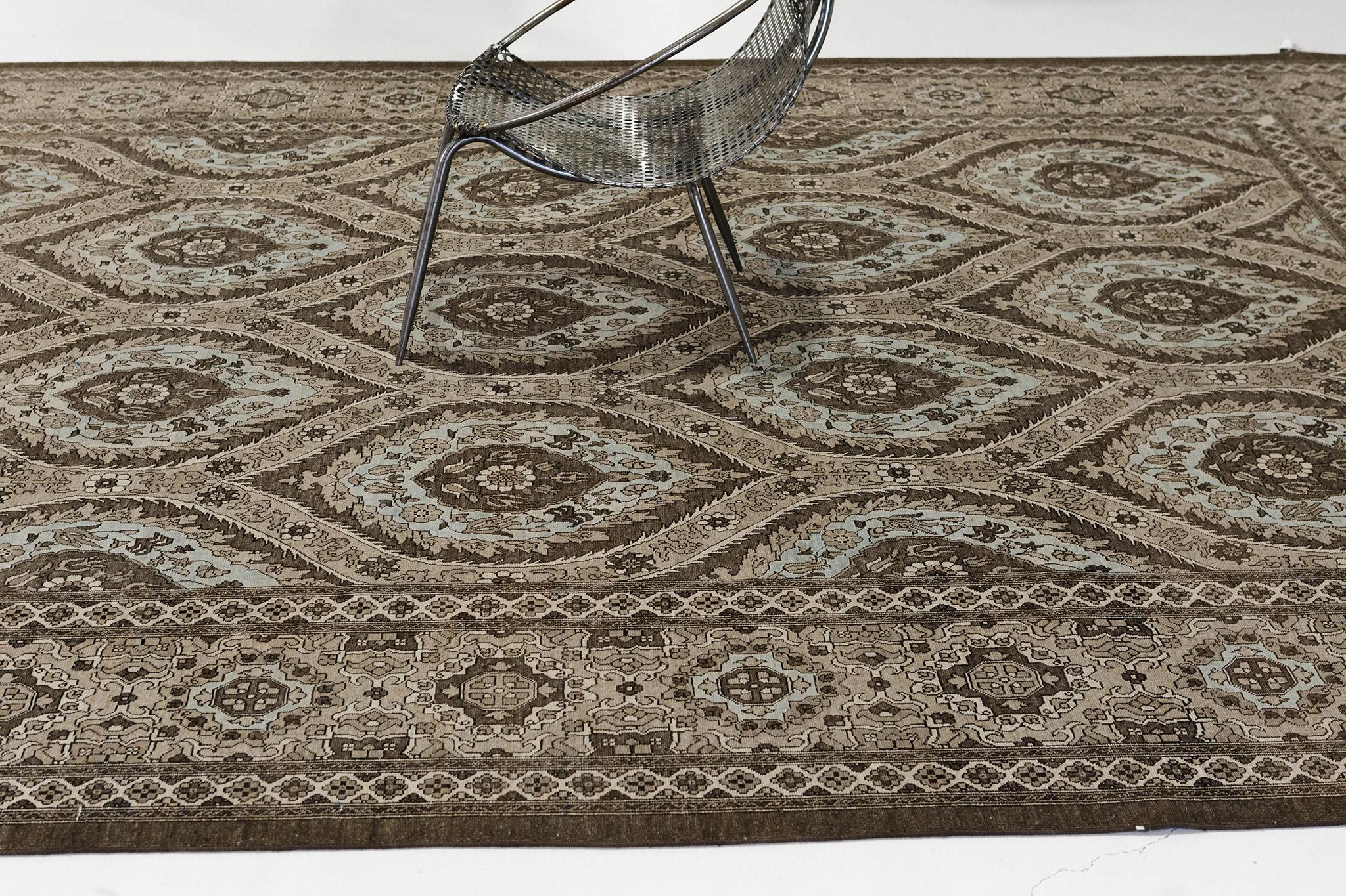 Annodato a mano Mehraban Rugs con design a pannelli in stile vintage D5380 in vendita