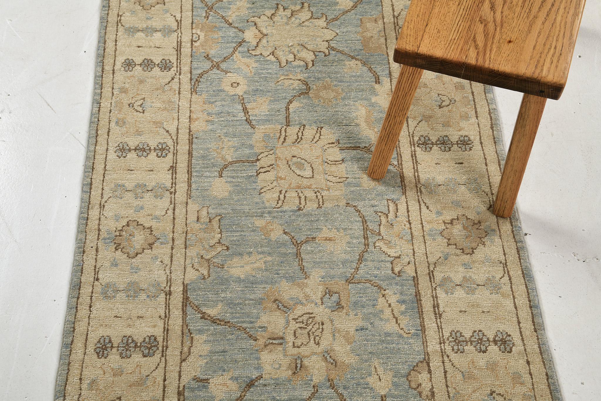 Hand-Knotted Mehraban Vintage Style Rapture Collection Oushak Design Rug For Sale