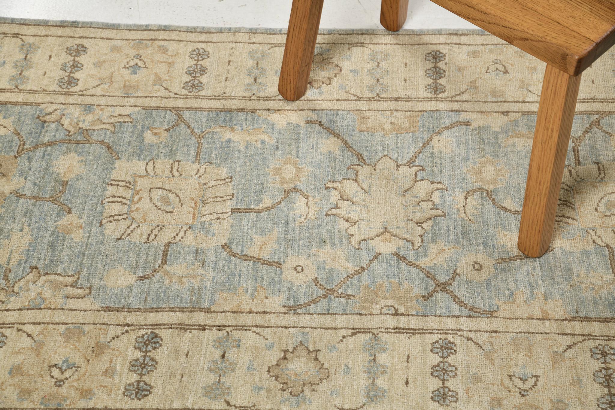 Mehraban Vintage Style Rapture Collection Oushak Design Rug In New Condition For Sale In WEST HOLLYWOOD, CA
