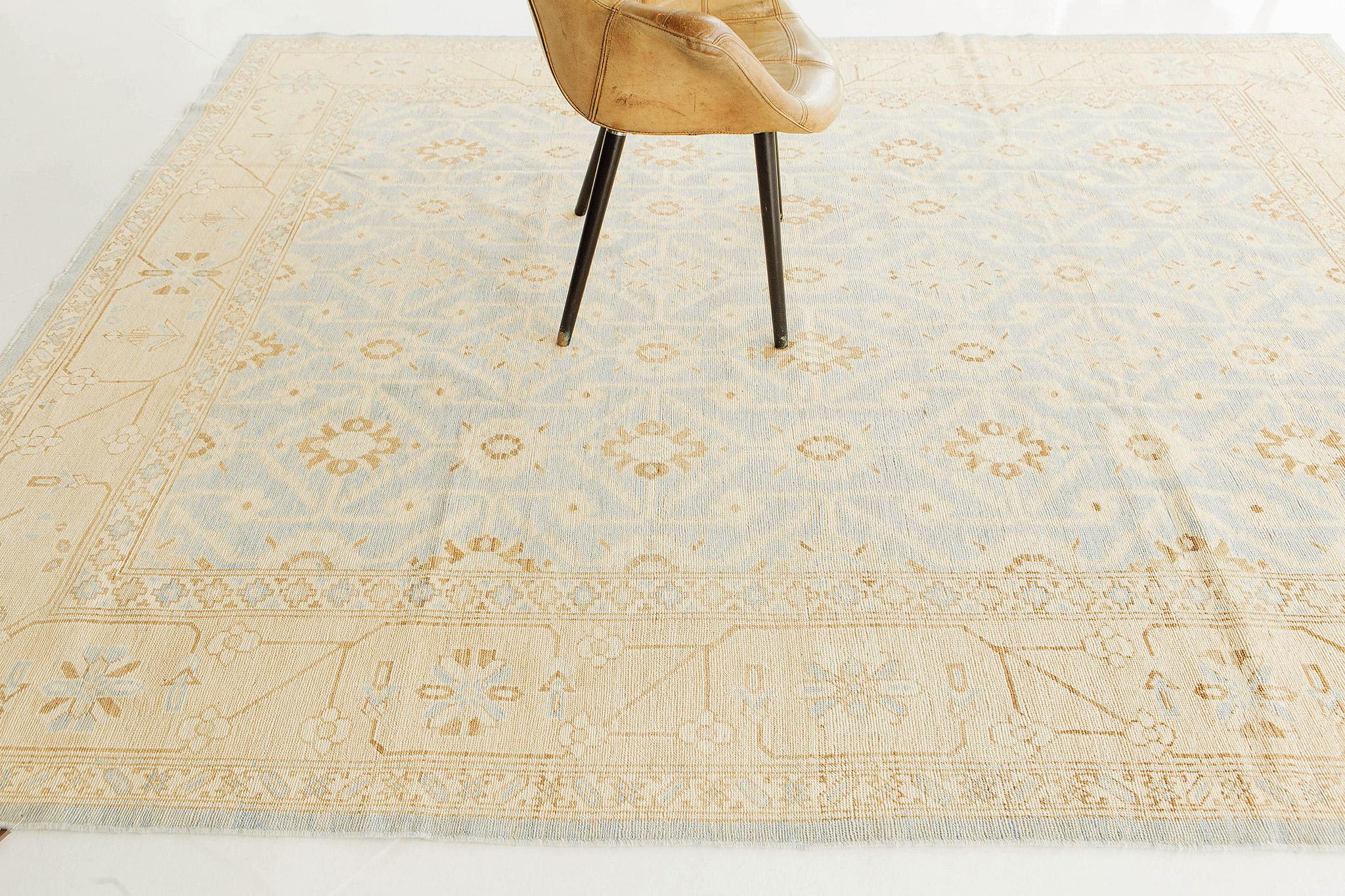 Contemporary Mehraban Vintage Style Safira Collection Oushak Design Rug For Sale