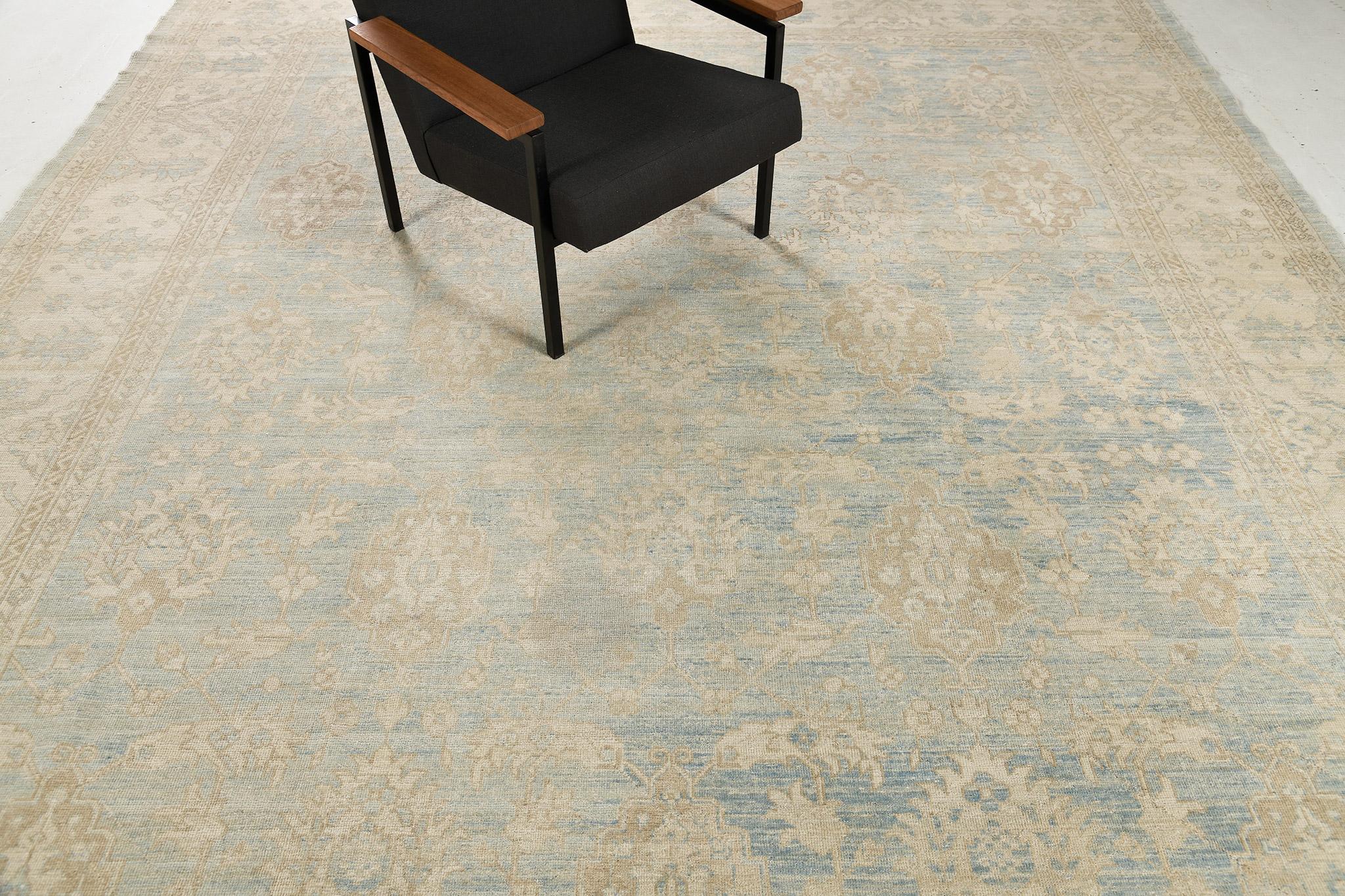 Contemporary Mehraban Vintage Style Safira Collection Sultanabad Design Rug For Sale