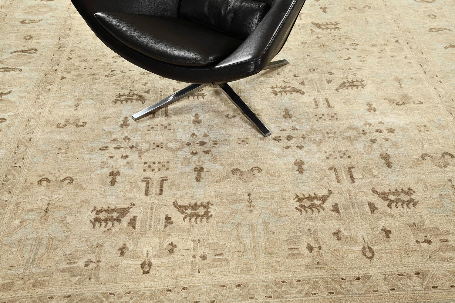 Hand-Knotted Mehraban Vintage Style Sultanabad Revival Rug For Sale