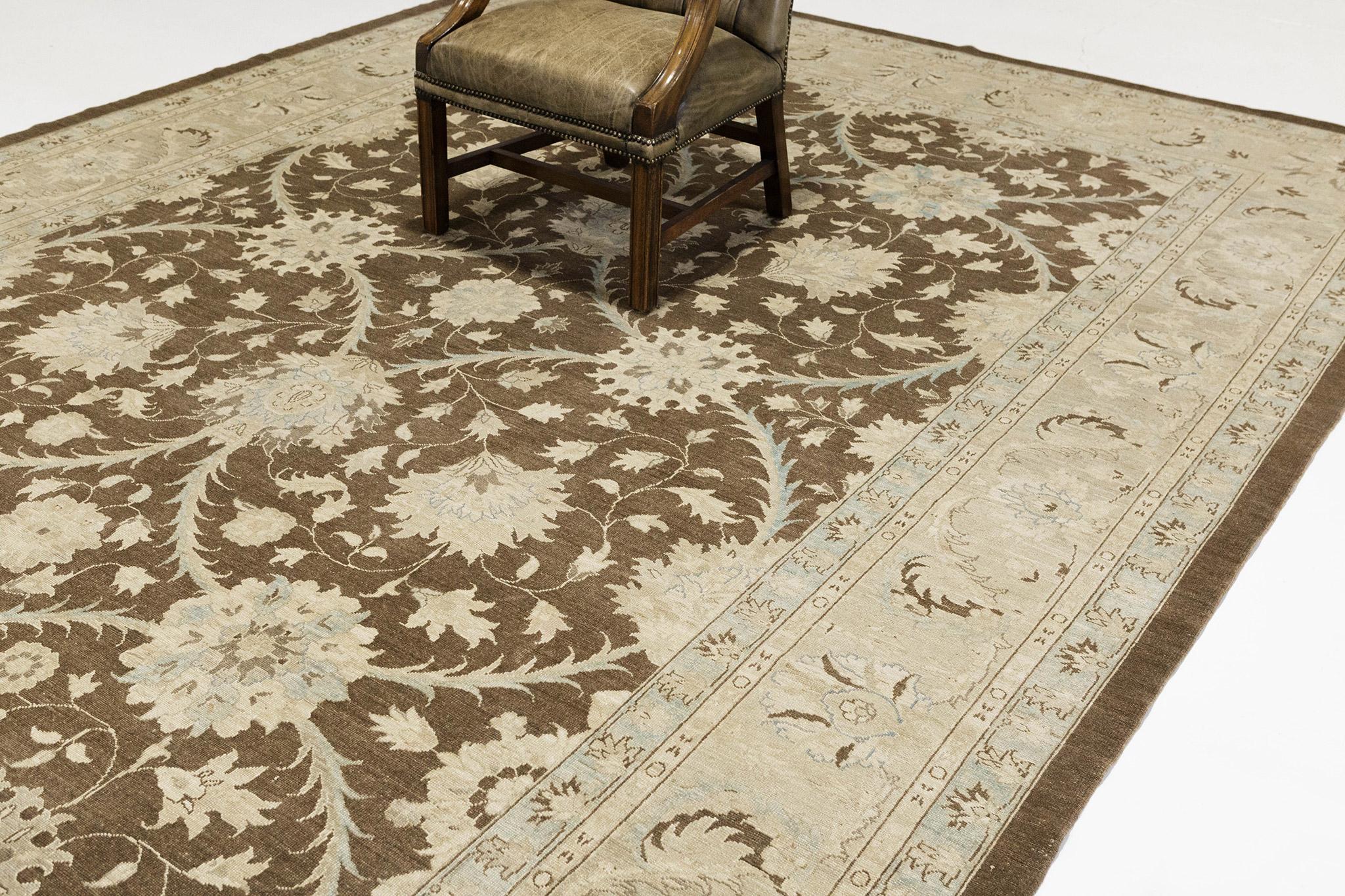 Wool Mehraban Vintage Style Sultanabad Revival Rug For Sale