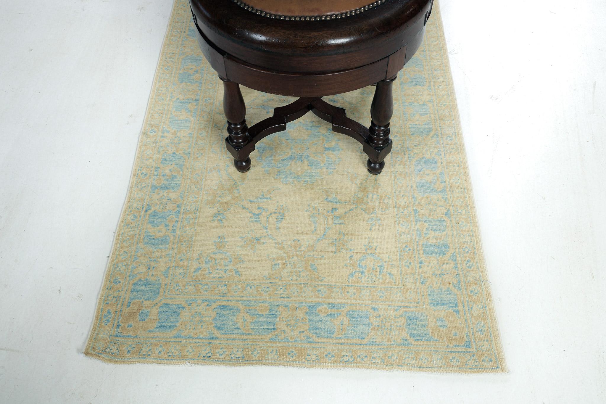 Afghan Mehraban Vintage Style Sultanabad Revival Safira Runner For Sale
