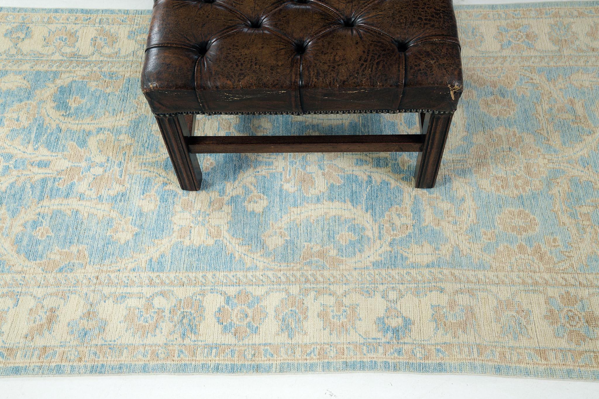 Afghano Runner Safira in stile vintage Sultanabad Revival di Mehraban in vendita