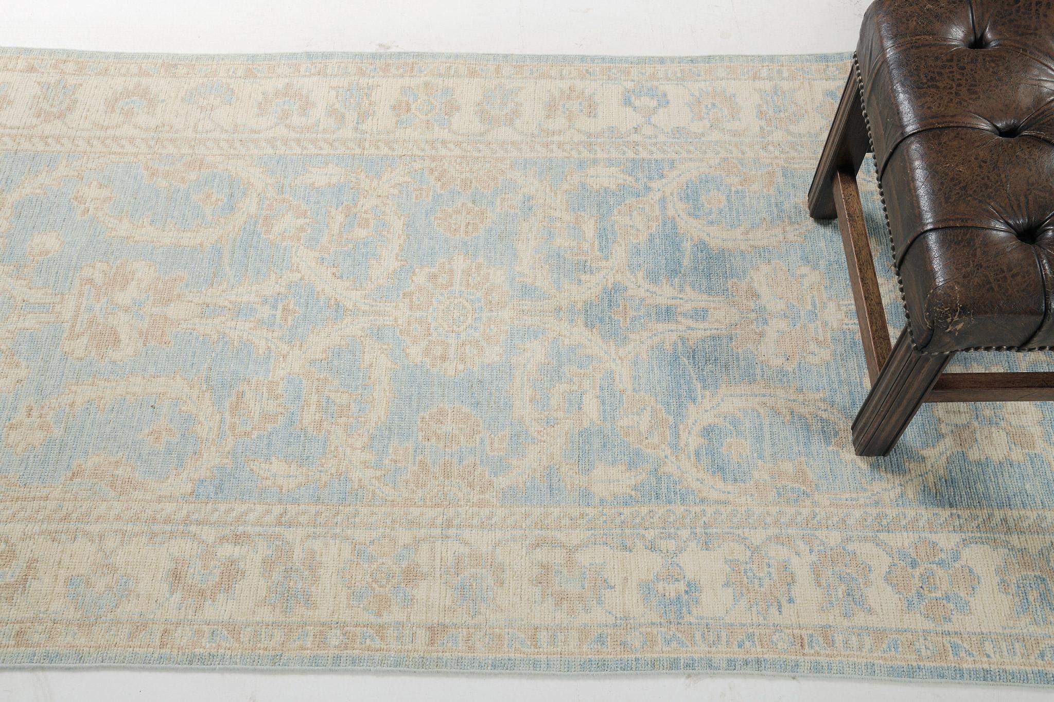 Hand-Knotted Mehraban Vintage Style Sultanabad Revival Safira Runner For Sale