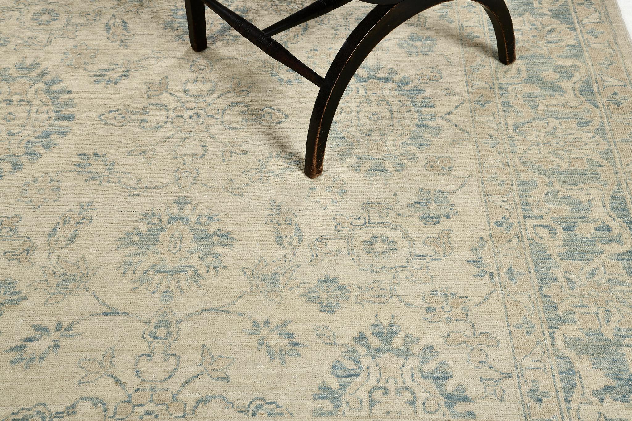 Hand-Knotted Mehraban Vintage Style Sultanabad Revival Safira Runner For Sale