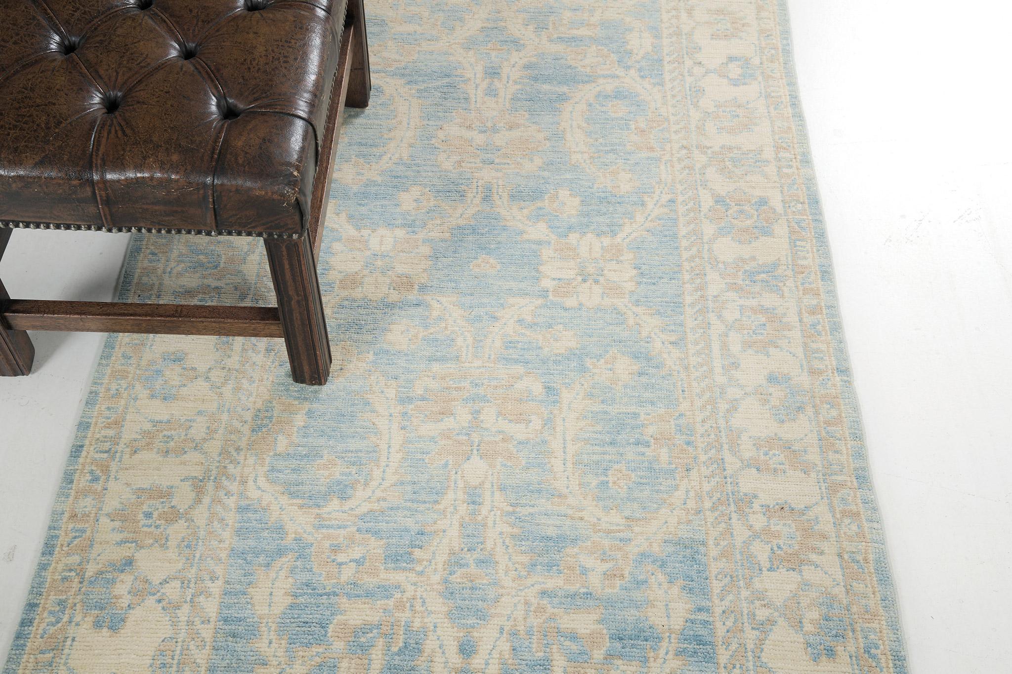 Traves de Mesa Mehraban Vintage Style Sultanabad Revival Safira Lana en venta