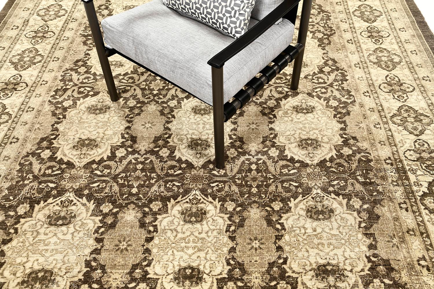 Mehraban Vintage-Teppich im Tabriz-Design D5169 (Afghanisch) im Angebot