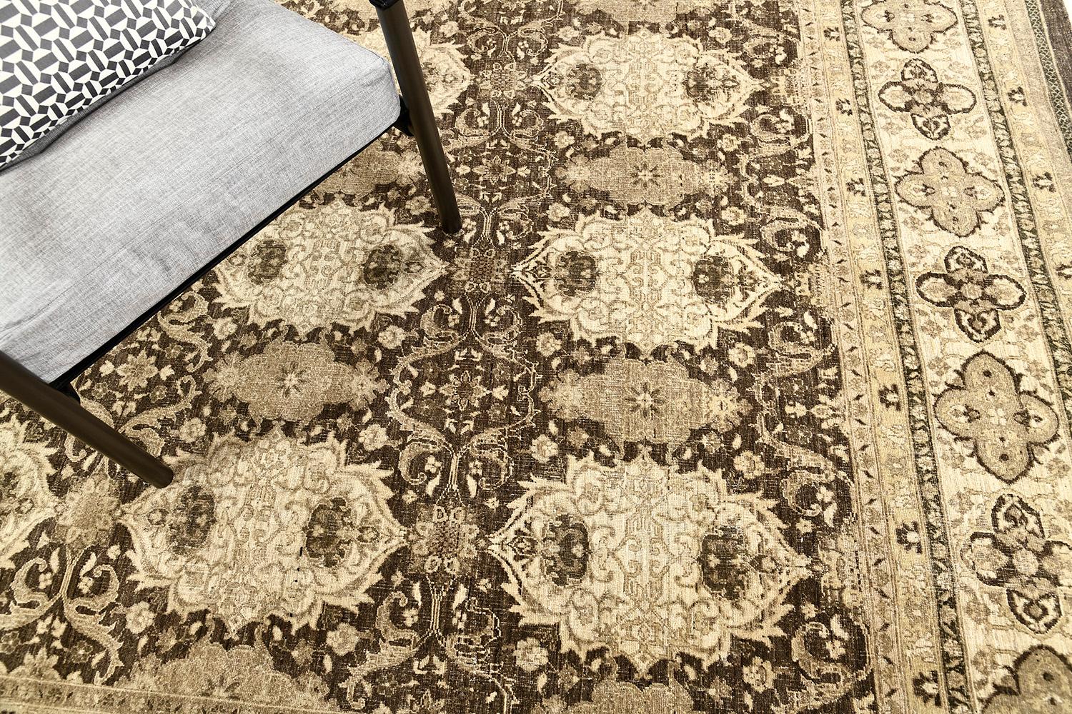 Mehraban Vintage-Teppich im Tabriz-Design D5169 (Handgeknüpft) im Angebot
