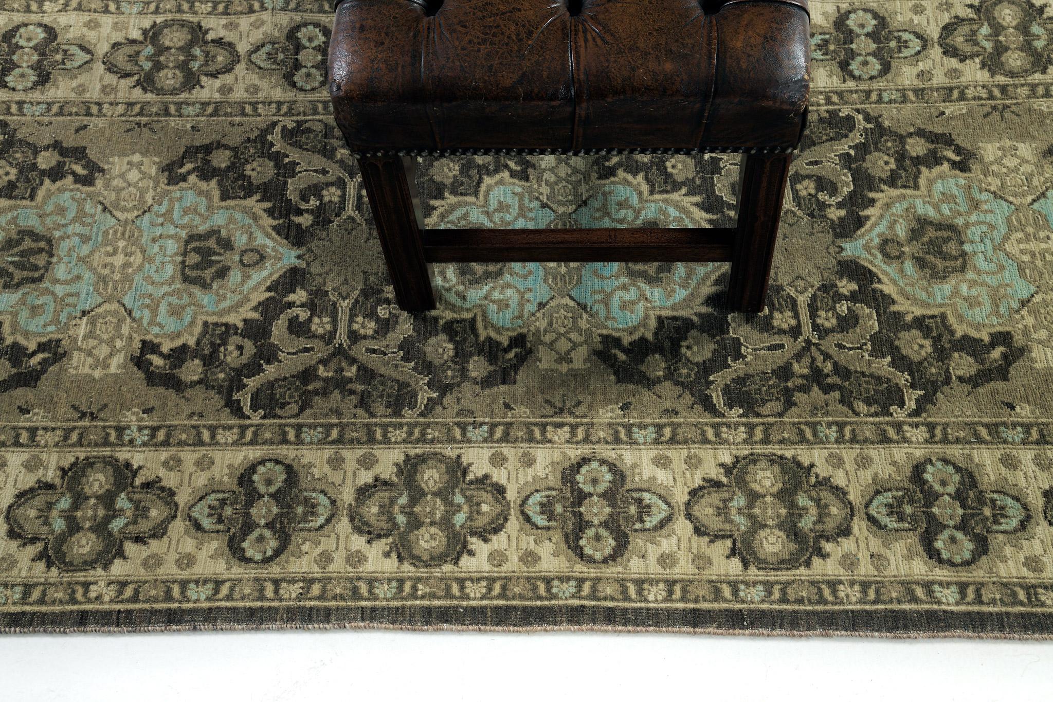 Mehraban Vintage-Teppich im Täbris-Design D5169 (21. Jahrhundert und zeitgenössisch) im Angebot