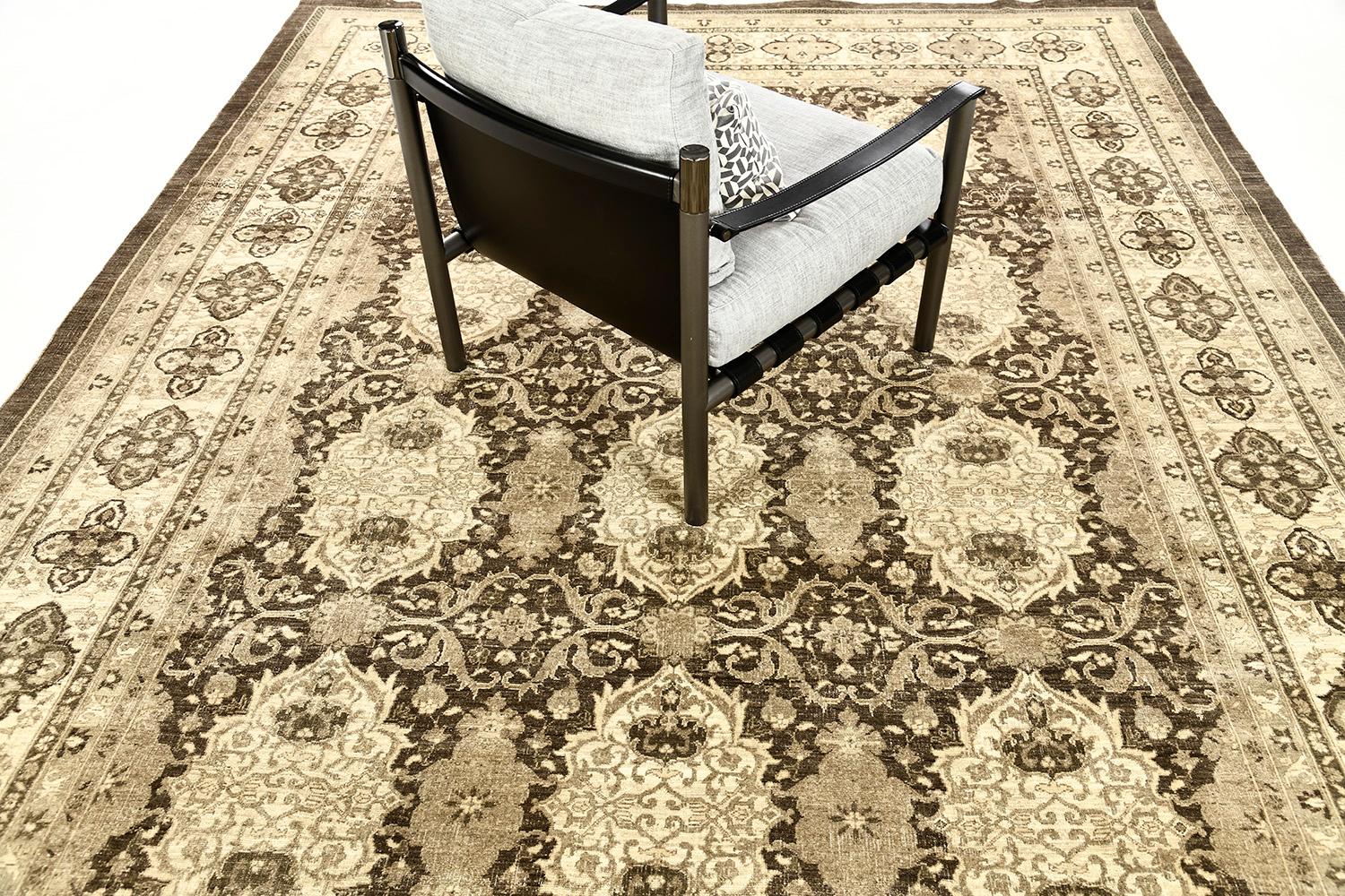 Mehraban Vintage-Teppich im Tabriz-Design D5169 (Wolle) im Angebot
