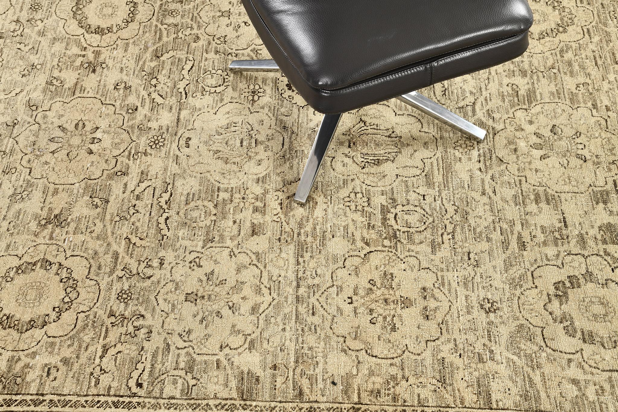 Laine Tapis Revival Tabriz Hadji Jalili de style Mehraban vintage en vente