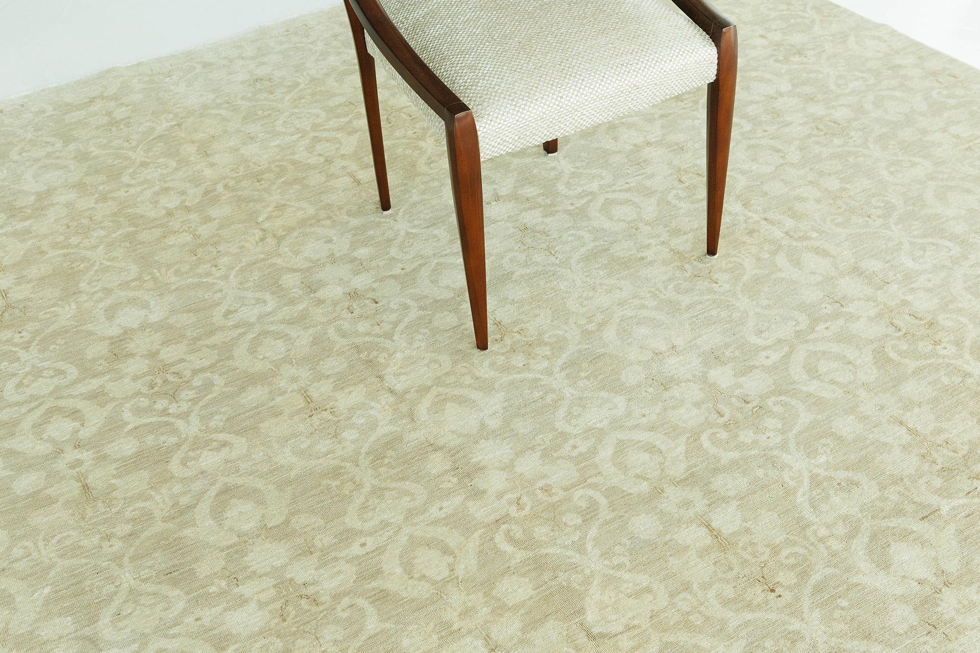 Mehraban Vintage Style Transitional Design-Teppich (Handgeknüpft) im Angebot