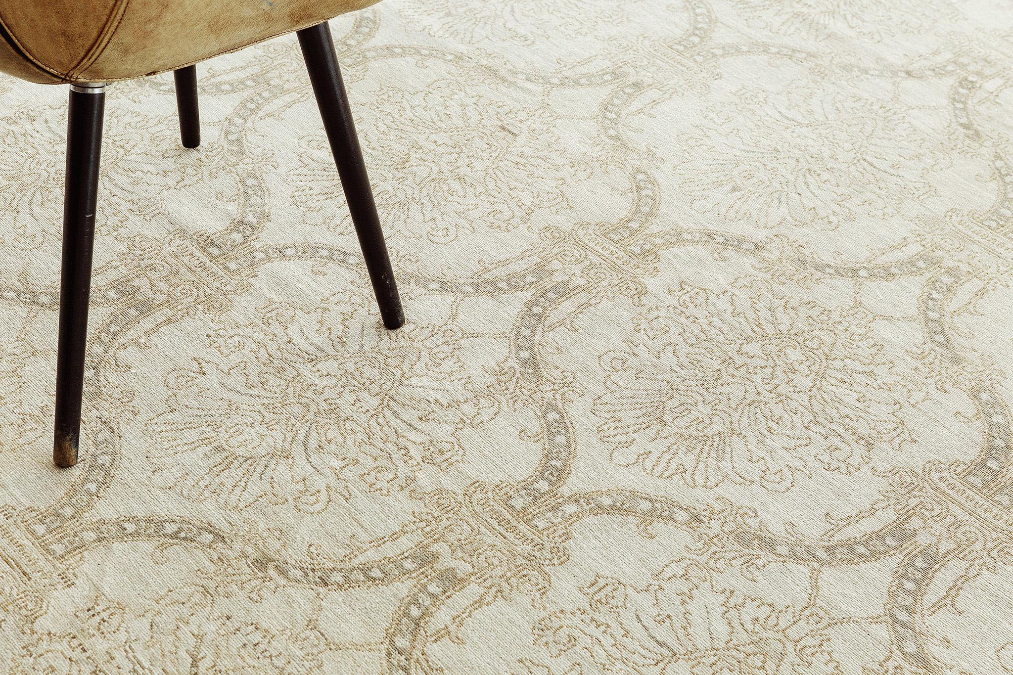 Noué à la main Mehraban - Tapis de style transitionnel vintage D5157 en vente