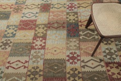 Mehraban - Kilim à tissage plat de style vintage en teinture naturelle, à motif tribal