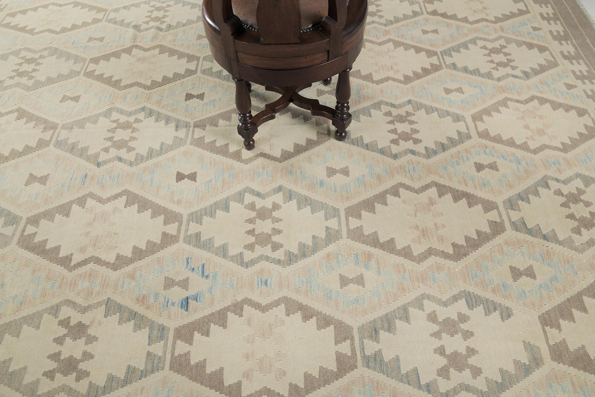 Pakistanais Mehraban - Kilim à tissage plat de style vintage en teinture naturelle tribale en vente