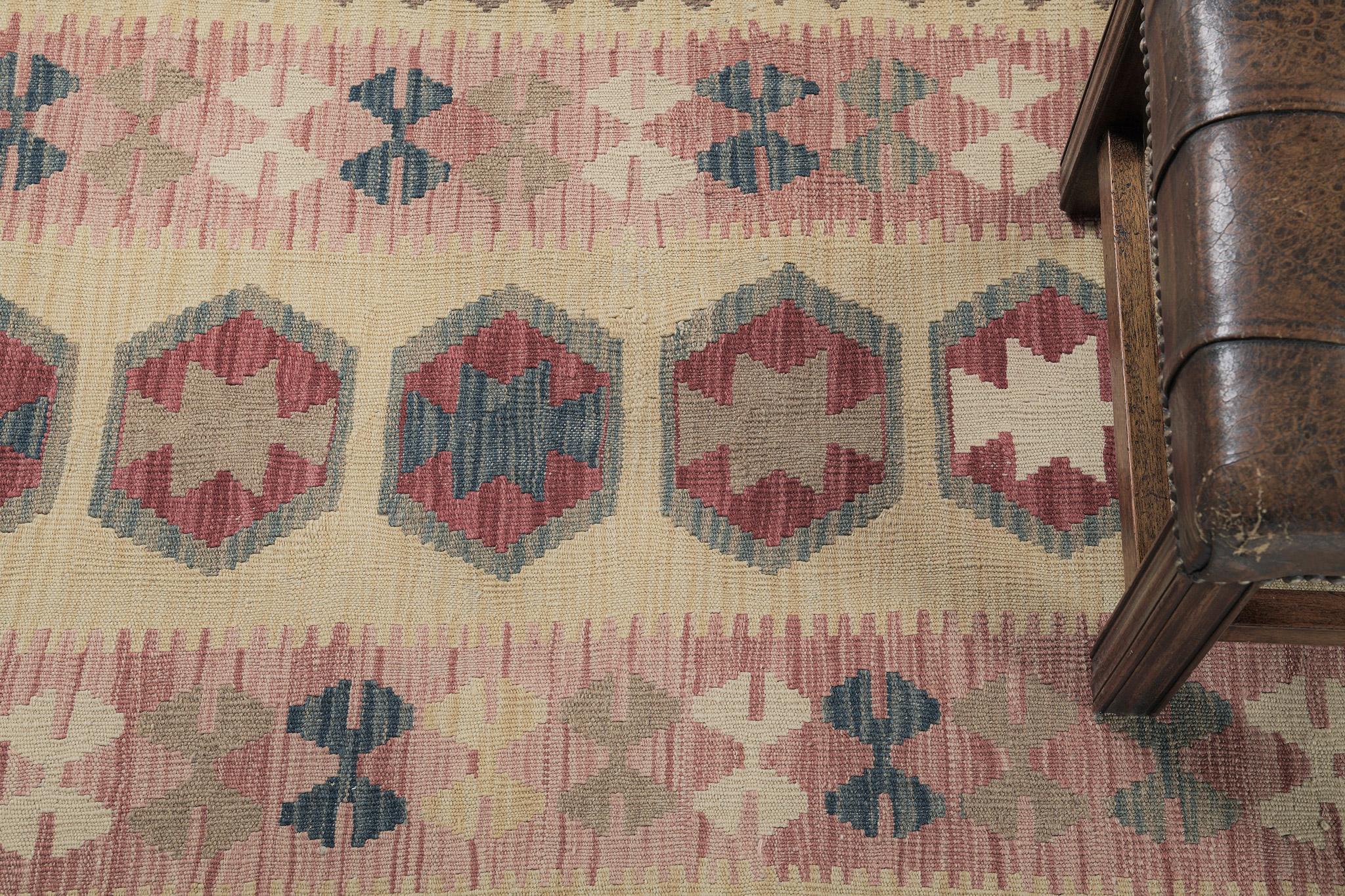 Mehraban Vintage-Stil Stammes natürlichen Farbstoff flach weben Kilim (Pakistanisch) im Angebot