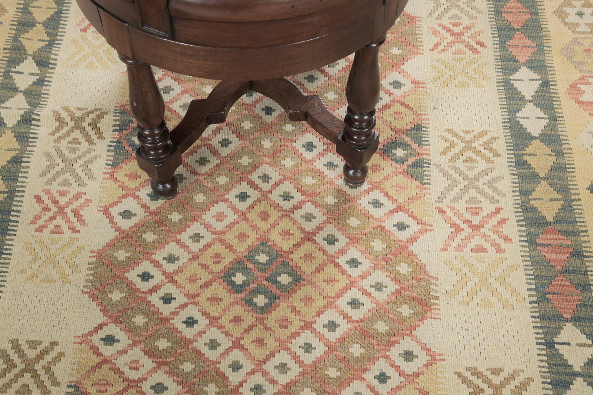 Mehraban Vintage-Stil Stammes natürlichen Farbstoff flach weben Kilim (Pakistanisch) im Angebot