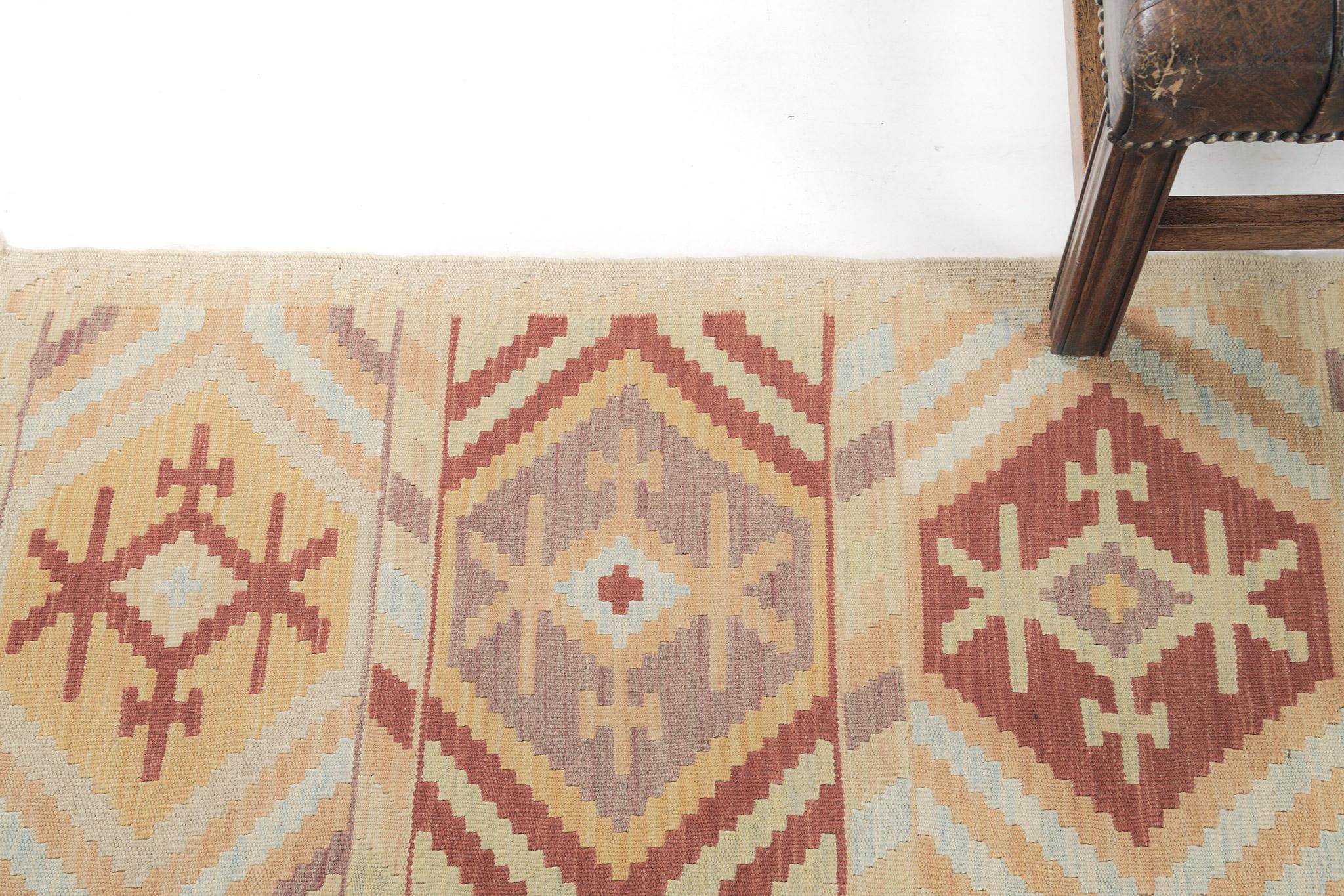 Mehraban Vintage-Stil Stammes natürlichen Farbstoff flach weben Kilim (Pakistanisch) im Angebot