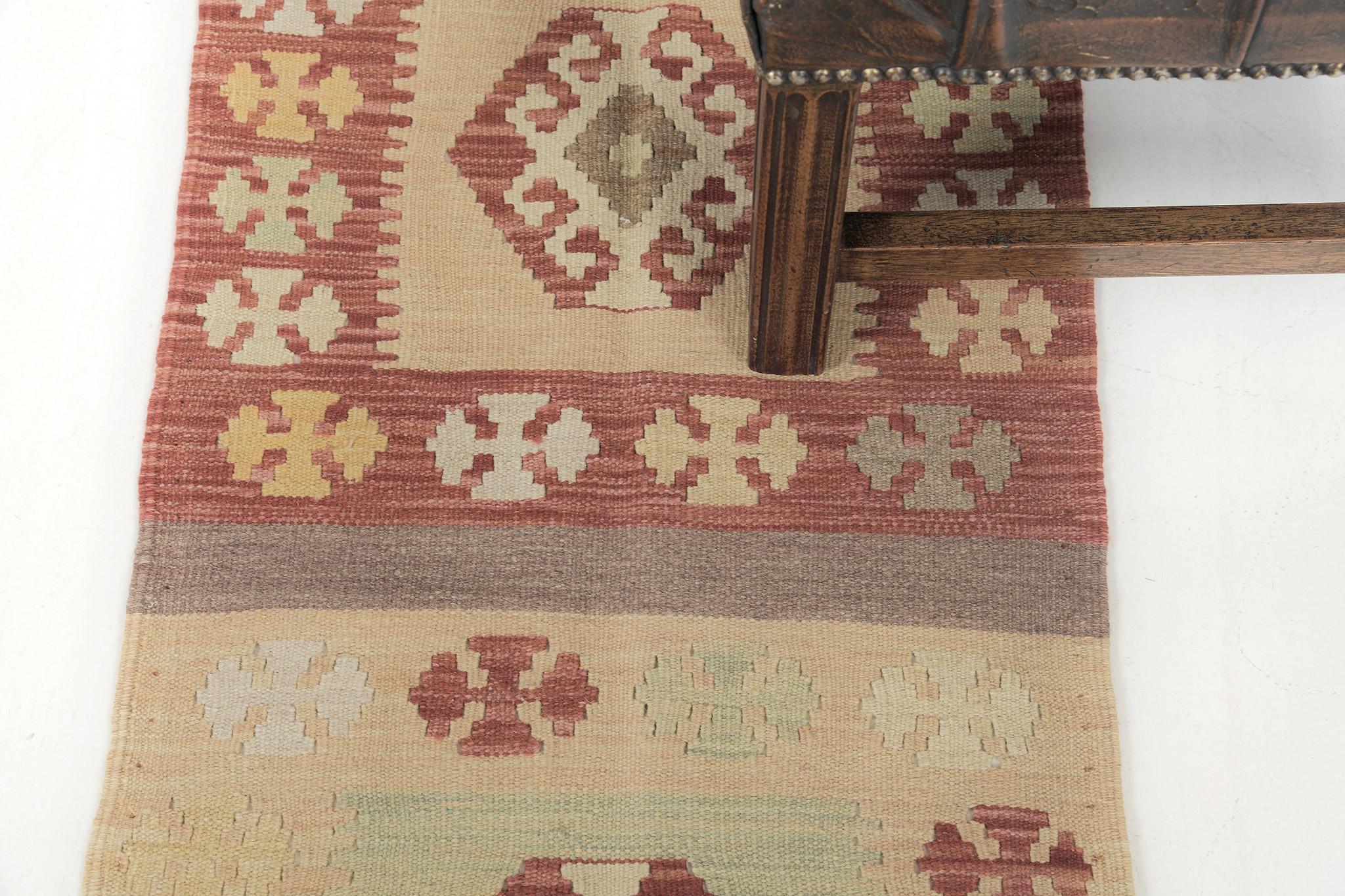 Mehraban Vintage-Stil Stammes natürlichen Farbstoff flach weben Kilim (Pakistanisch) im Angebot