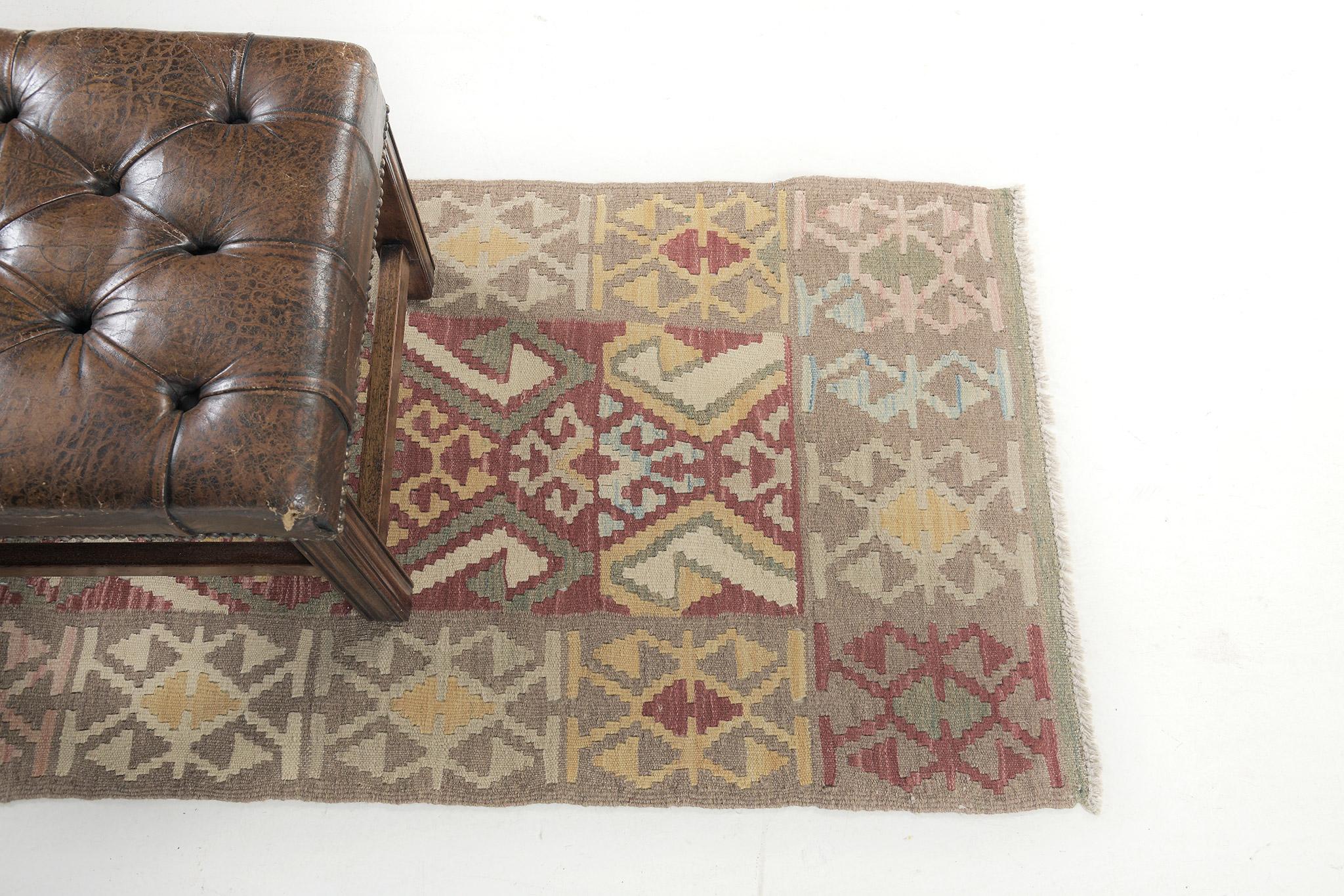 Mehraban Vintage-Stil Stammes natürlichen Farbstoff flach weben Kilim (Pakistanisch) im Angebot