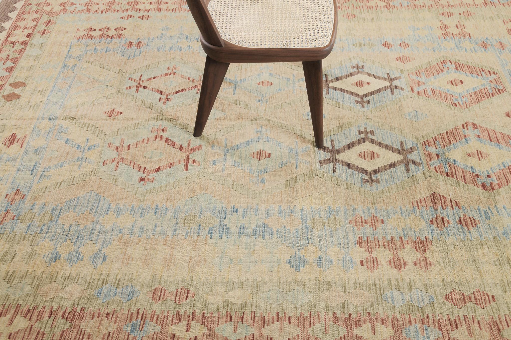 Mehraban Vintage-Stil Stammes natürlichen Farbstoff flach weben Kilim (Pakistanisch) im Angebot