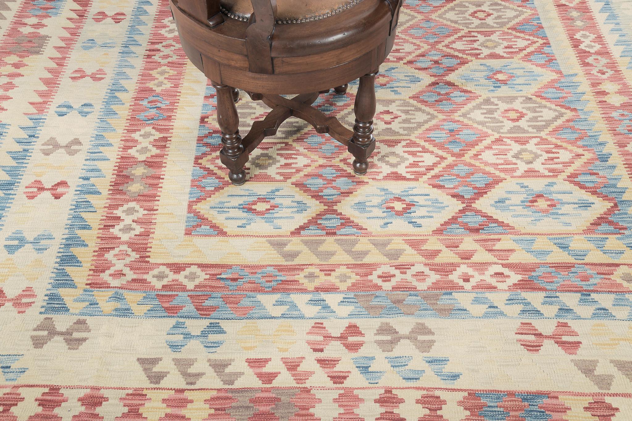 Mehraban Vintage-Stil Stammes natürlichen Farbstoff flach weben Kilim (Pakistanisch) im Angebot