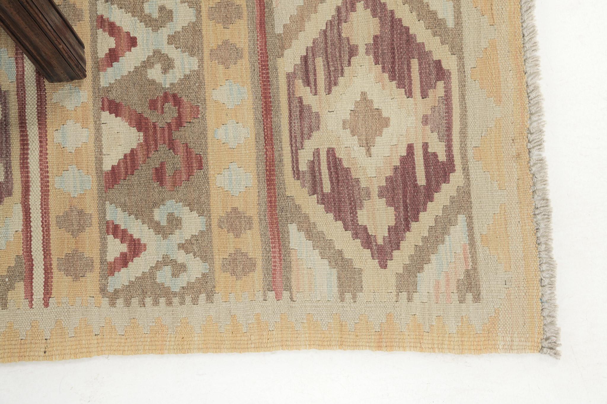 Mehraban Vintage-Stil Stammes natürlichen Farbstoff flach weben Kilim (Pakistanisch) im Angebot
