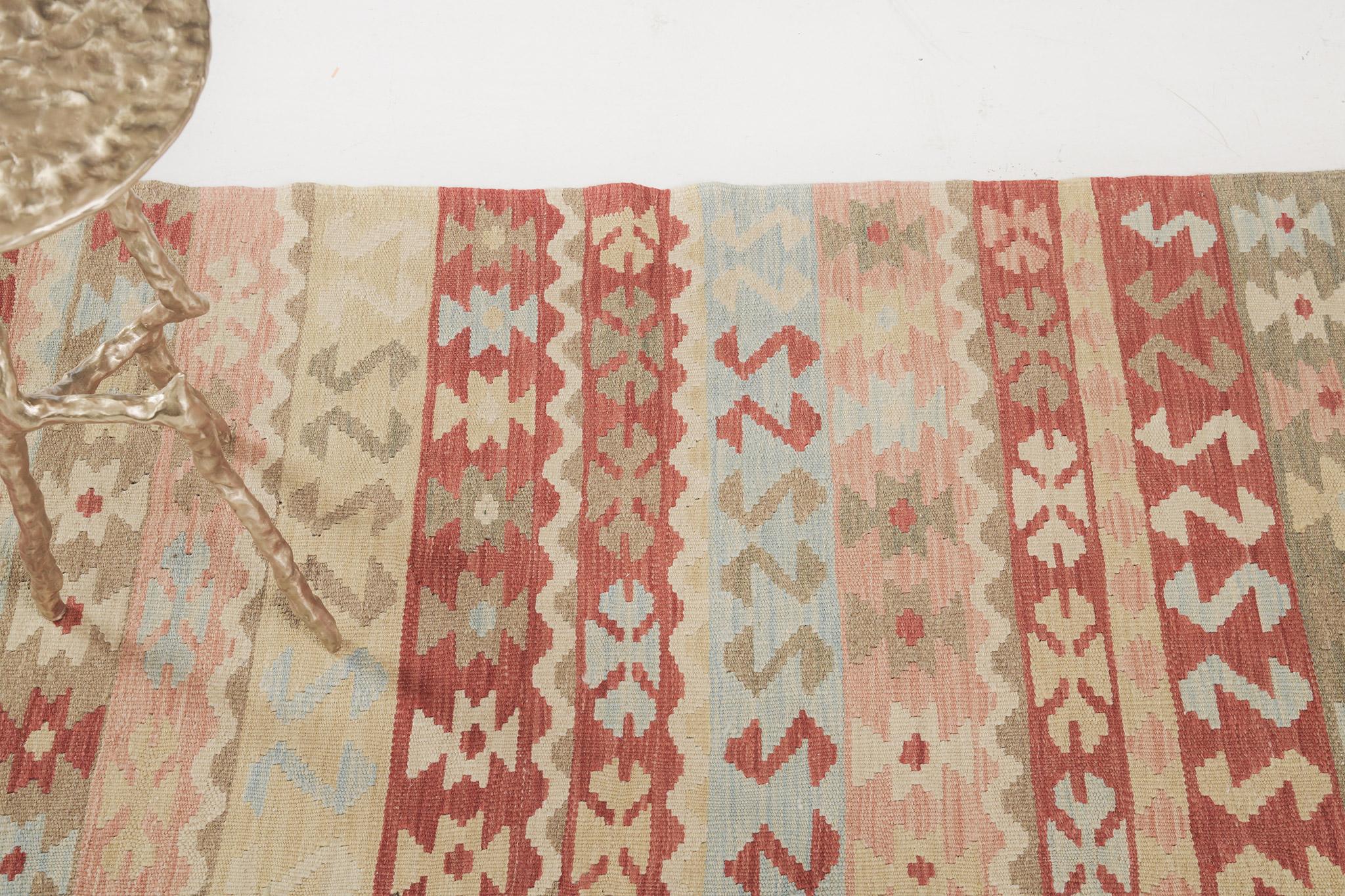 Mehraban Vintage-Stil Stammes natürlichen Farbstoff flach weben Kilim (Pakistanisch) im Angebot