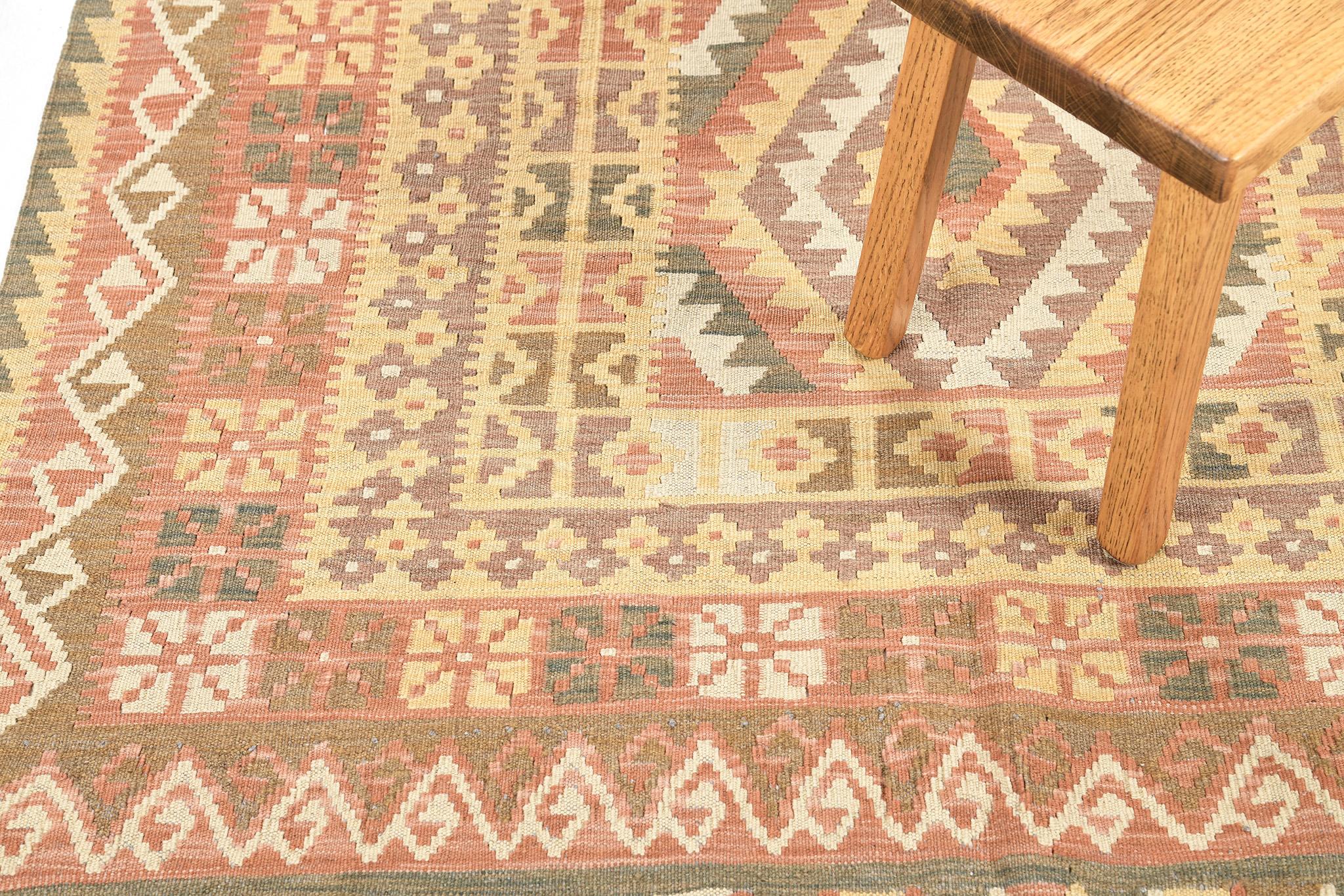 Mehraban Vintage-Stil Stammes natürlichen Farbstoff flach weben Kilim (Pakistanisch) im Angebot