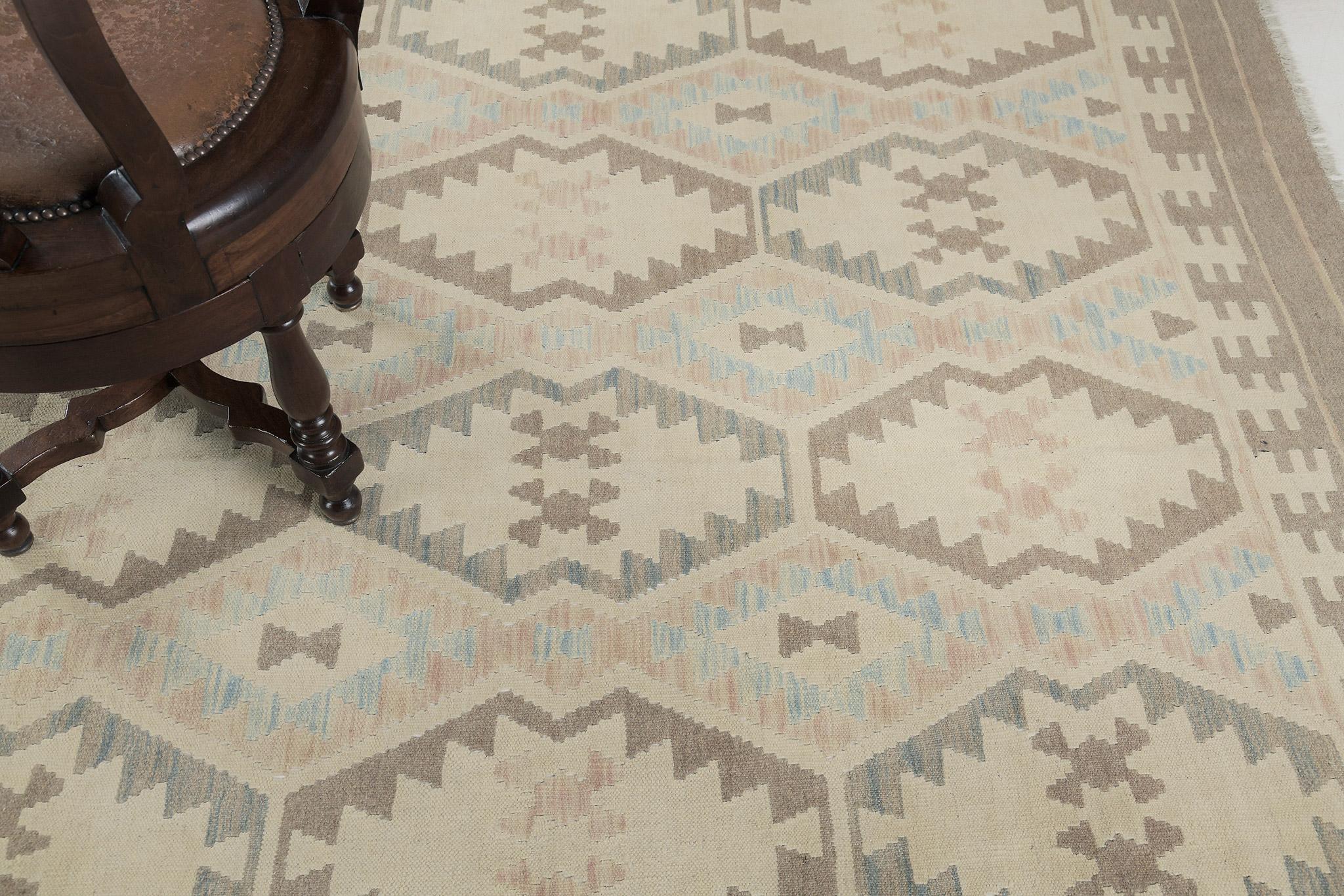 Noué à la main Mehraban - Kilim à tissage plat de style vintage en teinture naturelle tribale en vente