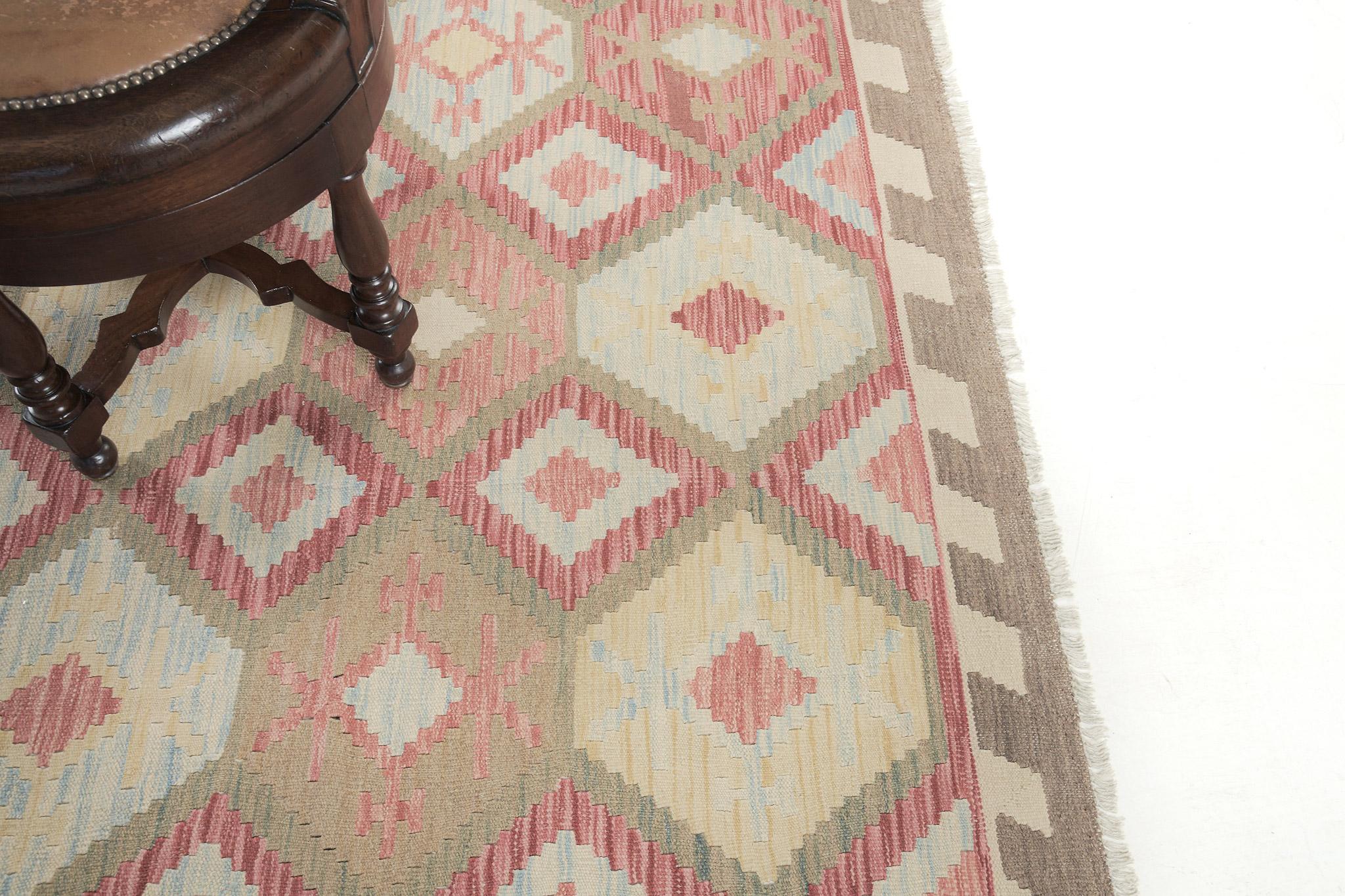 Hand-Knotted Mehraban Vintage Style Tribal Natural Dye Flat Weave Kilim For Sale