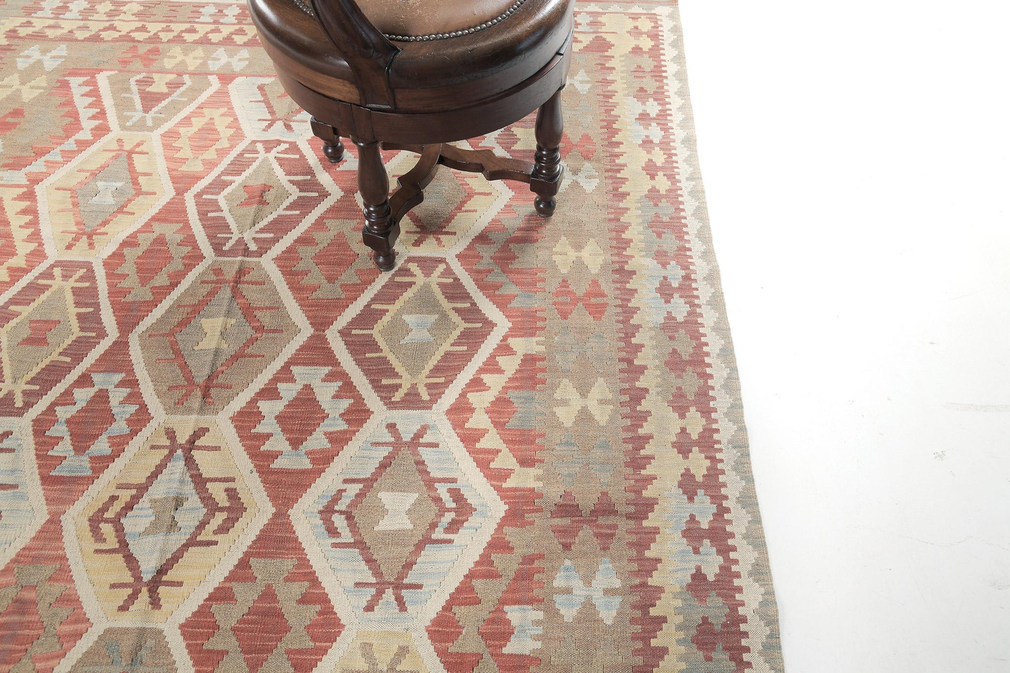 Mehraban Kilim Tribal Estilo Vintage Tejido Plano Tinte Natural Anudado a mano en venta