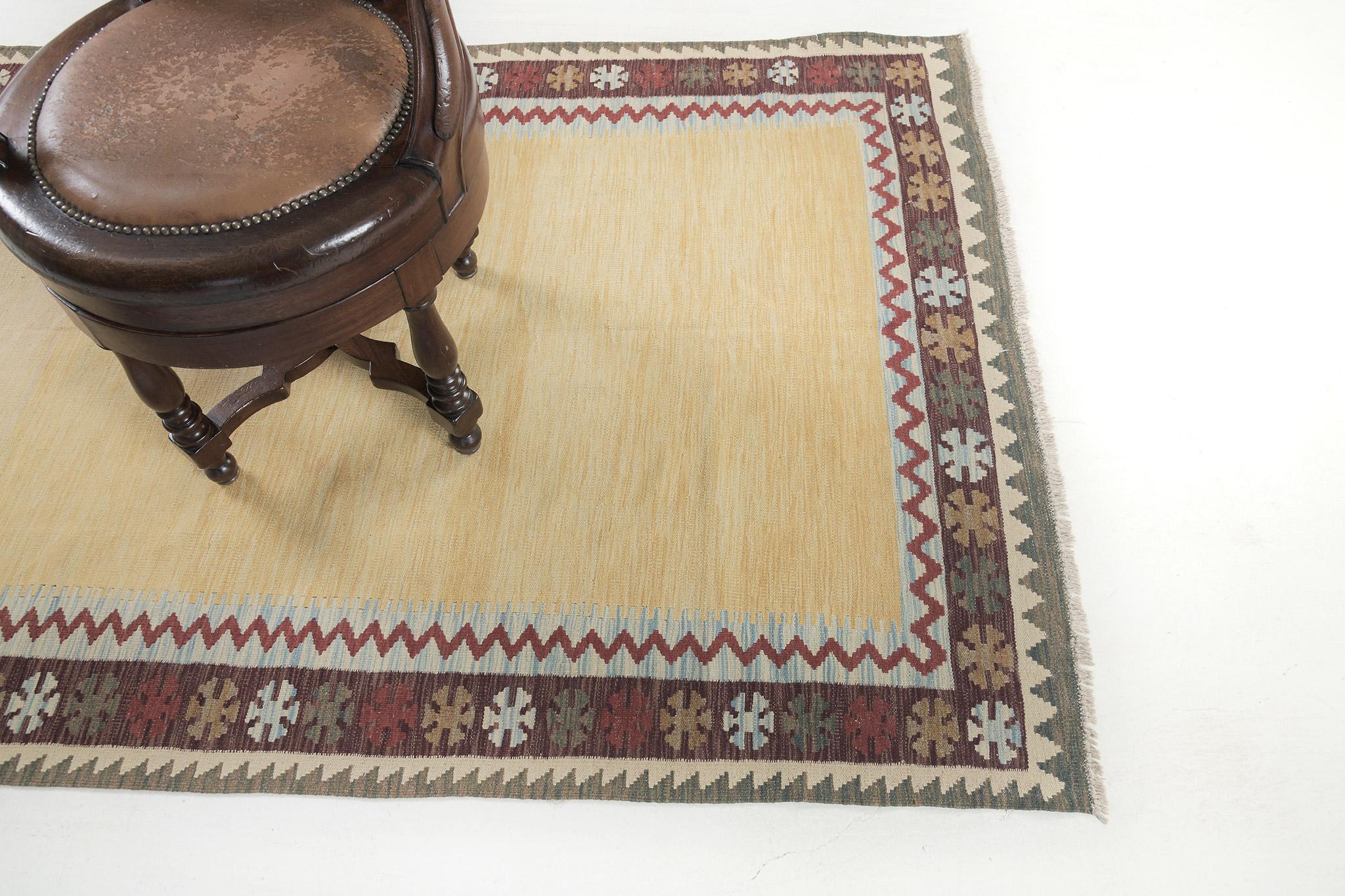 Mehraban Vintage-Stil Stammes natürlichen Farbstoff flach weben Kilim (Handgeknüpft) im Angebot