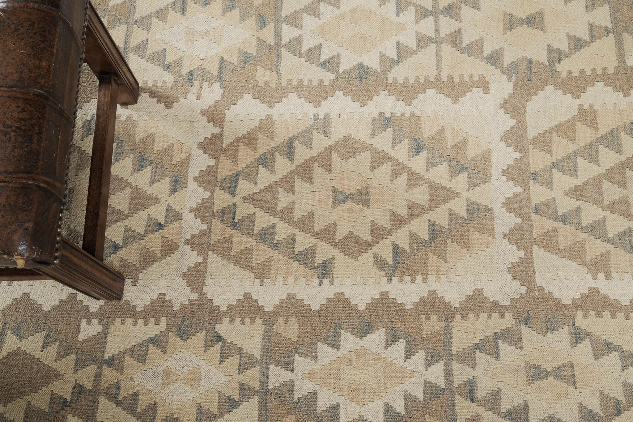Mehraban Vintage-Stil Stammes natürlichen Farbstoff flach weben Kilim (Handgeknüpft) im Angebot